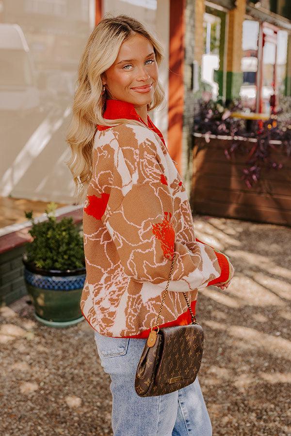 Cider And Sunsets Floral Sweater in Orange Product Image