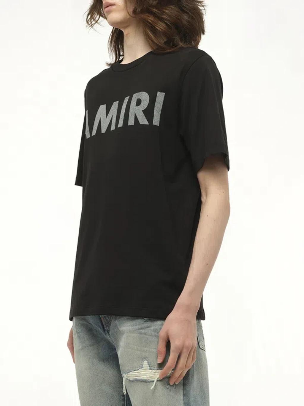 AMIRI Black Cotton T-shirt With Bold Logo Statement Product Image