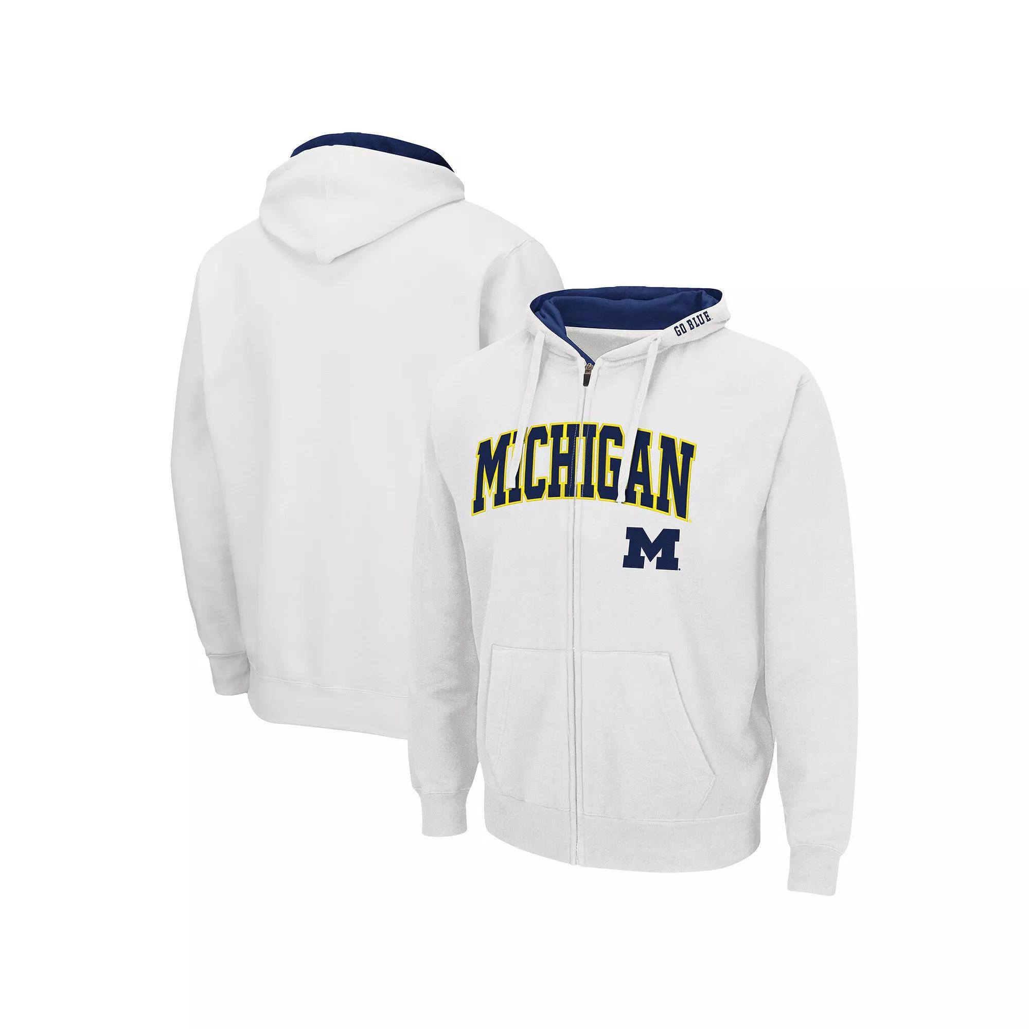 Men's Colosseum White Michigan Wolverines Arch & Logo 3.0 Full-Zip Hoodie,  Product Image