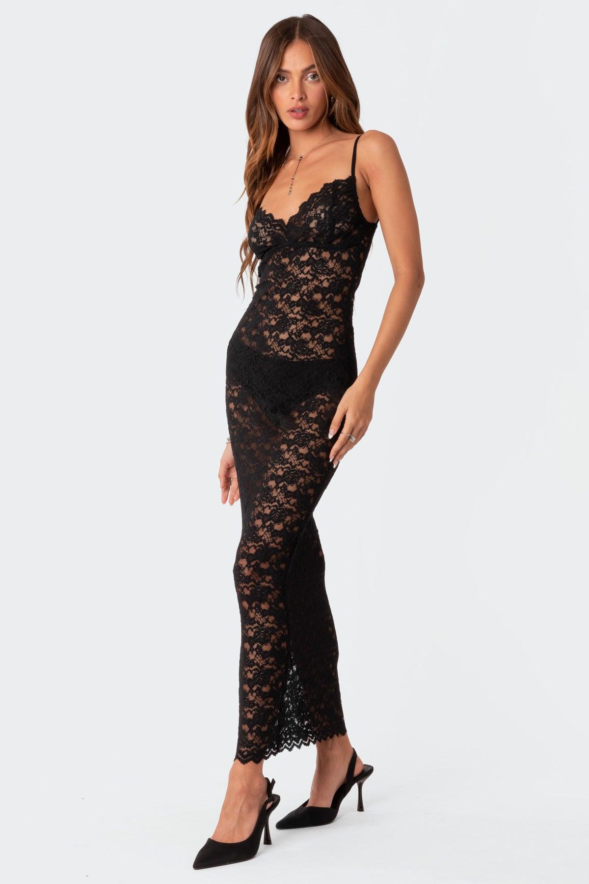 Xandra Sheer Lace Maxi Dress Product Image