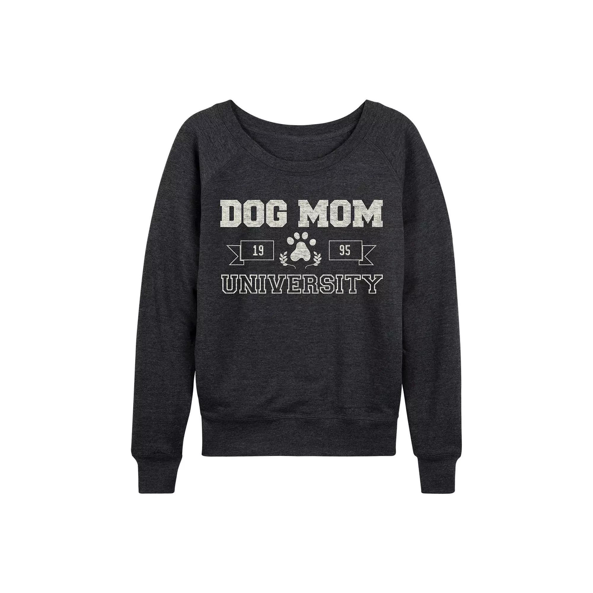 Women's Dog Mom University French Terry Long Sleeve Tee, Girl's, Size: XL, Heather Grey Product Image