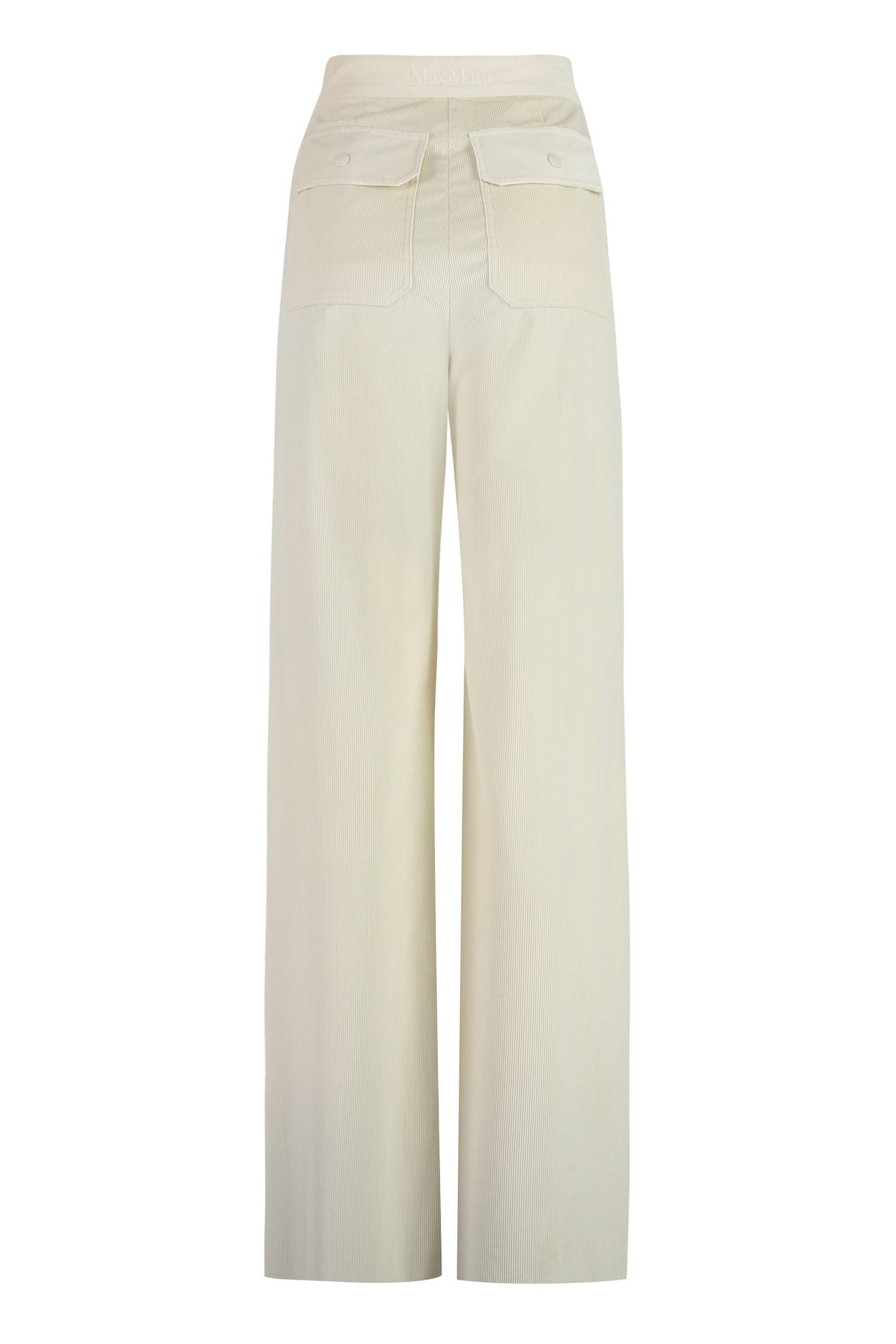 MAX MARA Tritone Corduroy Trousers In White Product Image