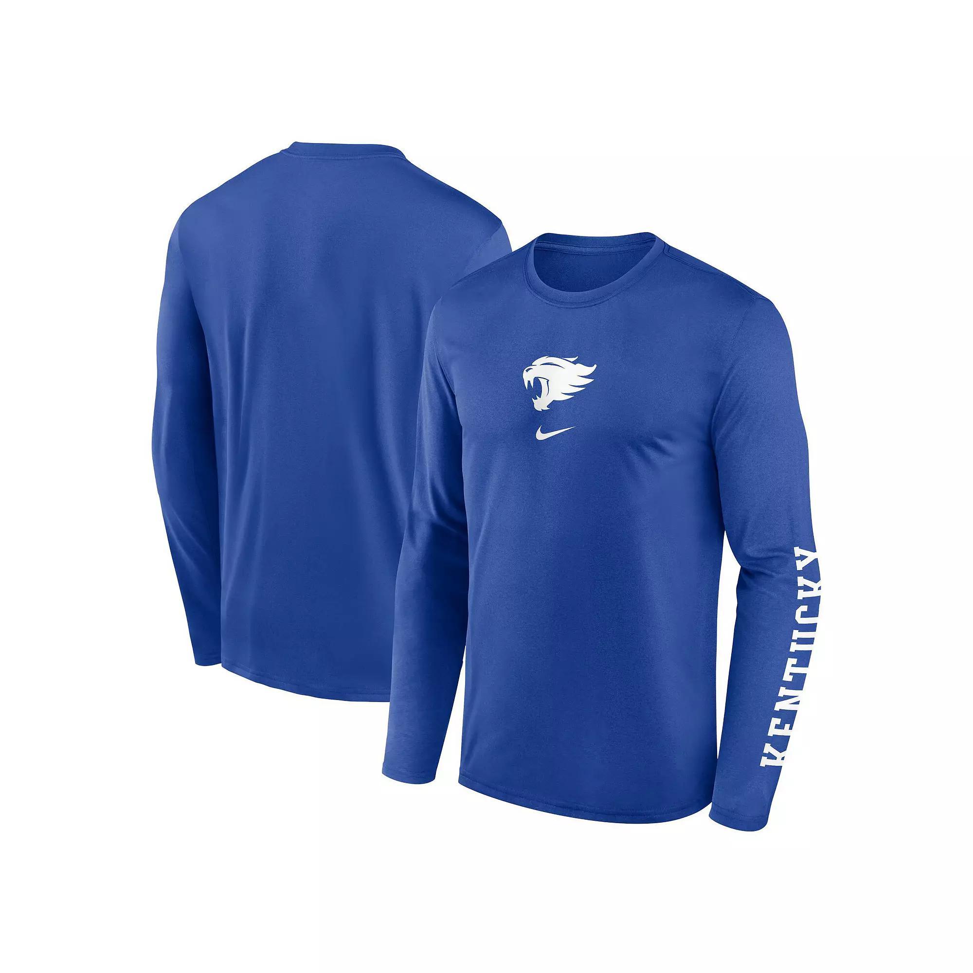 Men's Nike Royal Kentucky Wildcats Primetime Center Lockup Two-Hit Legend Long Sleeve T-Shirt,  Product Image