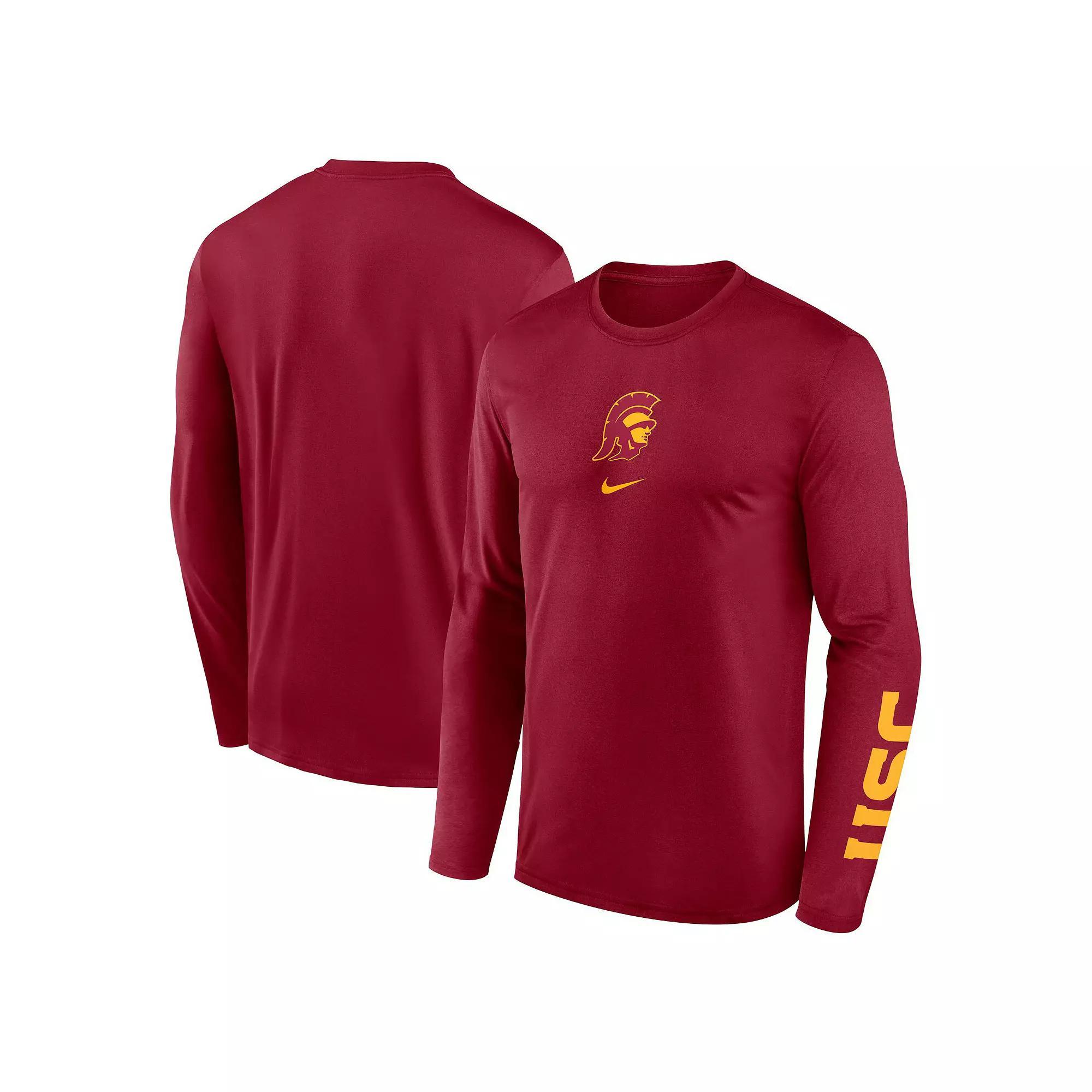 Men's Nike Cardinal USC Trojans Primetime Center Lockup Two-Hit Legend Long Sleeve T-Shirt,  Product Image