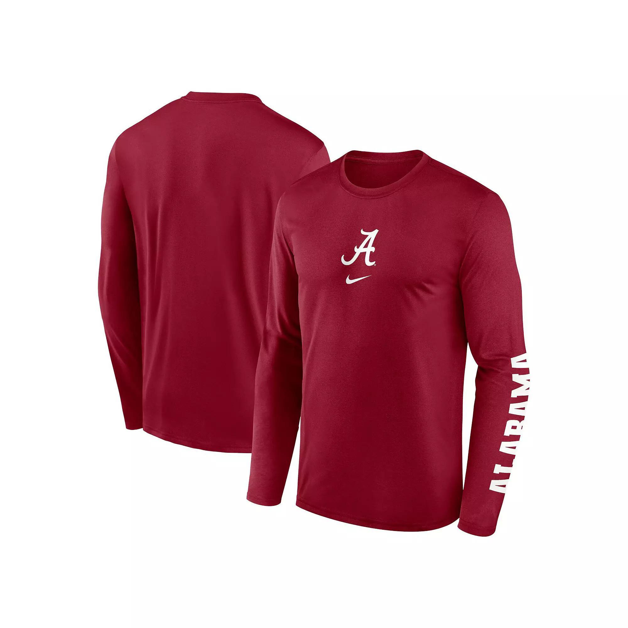 Men's Nike Crimson Alabama Crimson Tide Primetime Center Lockup Two-Hit Legend Long Sleeve T-Shirt,  Product Image