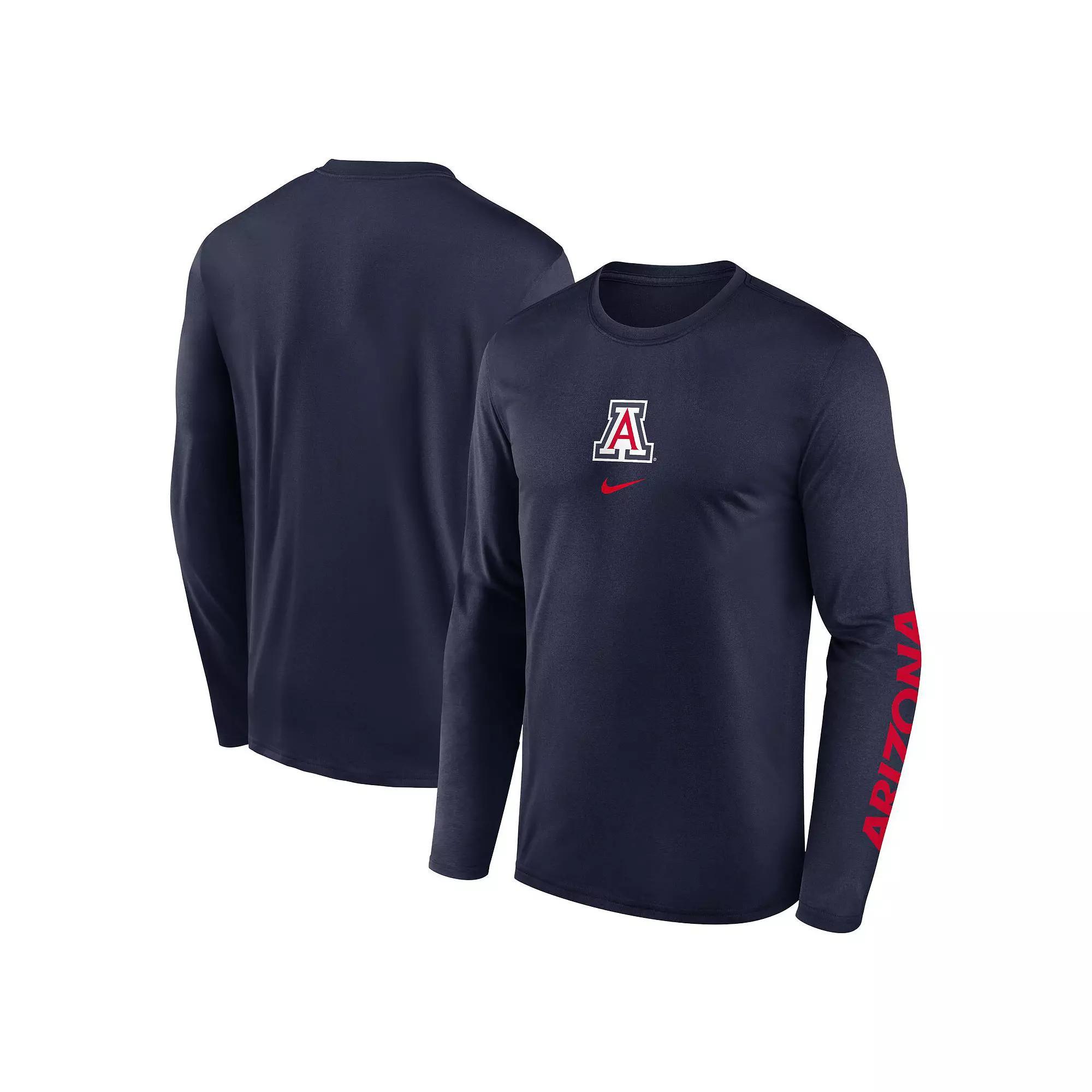 Men's Nike Navy Arizona Wildcats Primetime Center Lockup Two-Hit Legend Long Sleeve T-Shirt,  Product Image