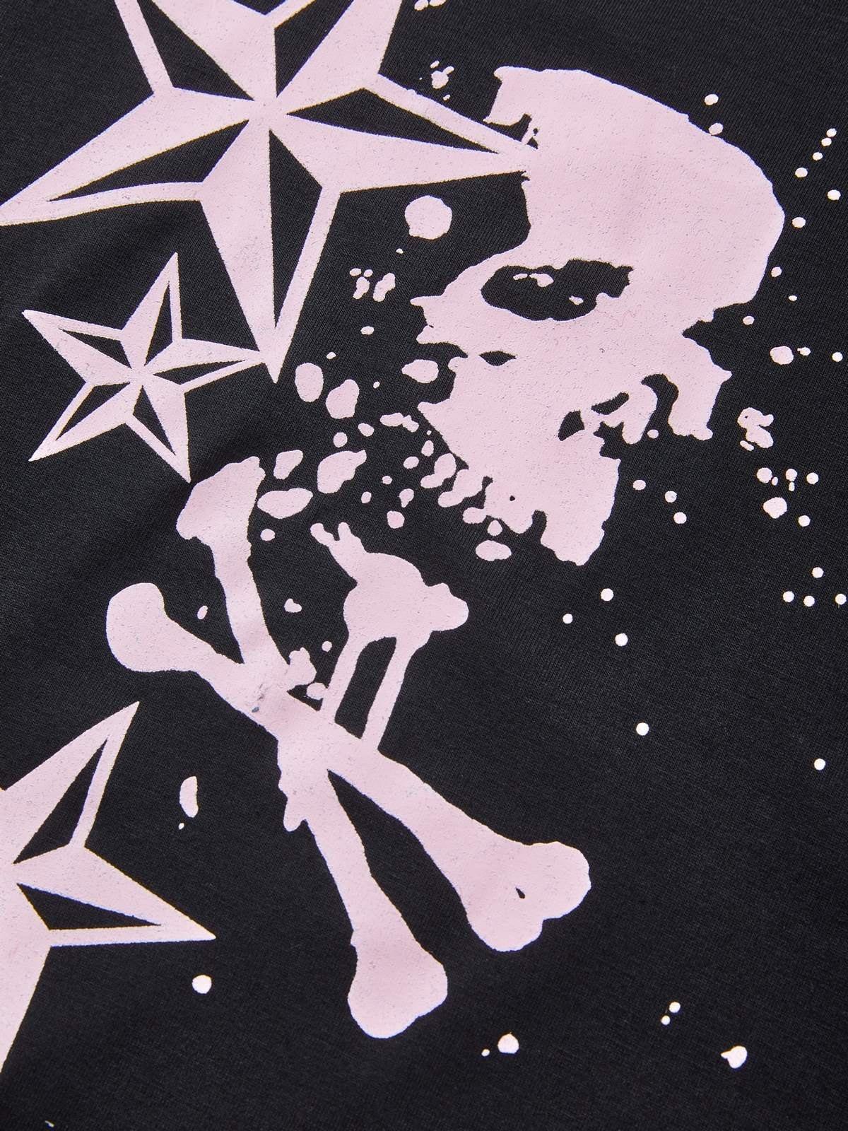 Short Sleeve Black  Skull  Graphic Oversized Tee Product Image