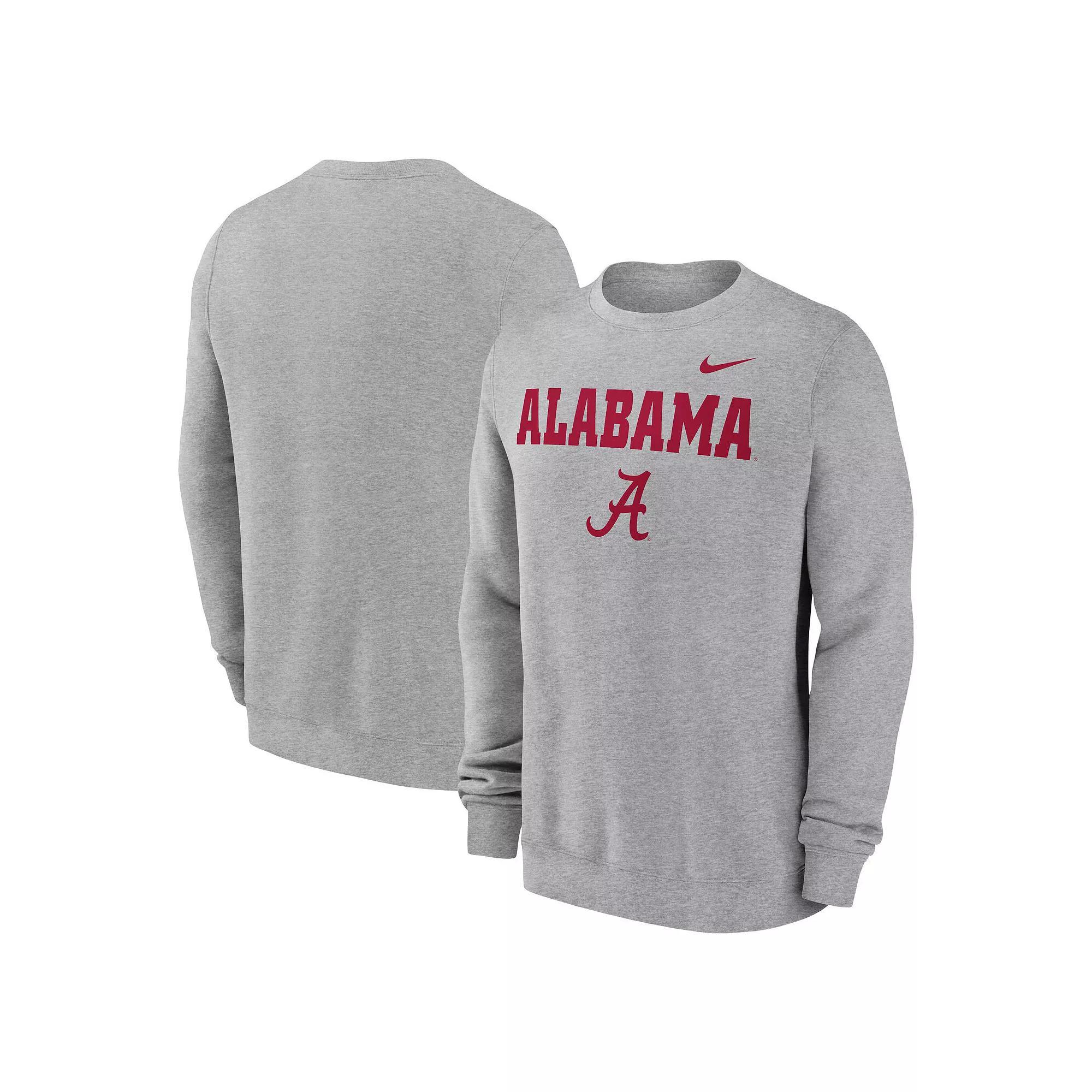 Men's Nike Heather Gray Alabama Crimson Tide Primetime Primary Stack Pullover Sweatshirt,  Product Image