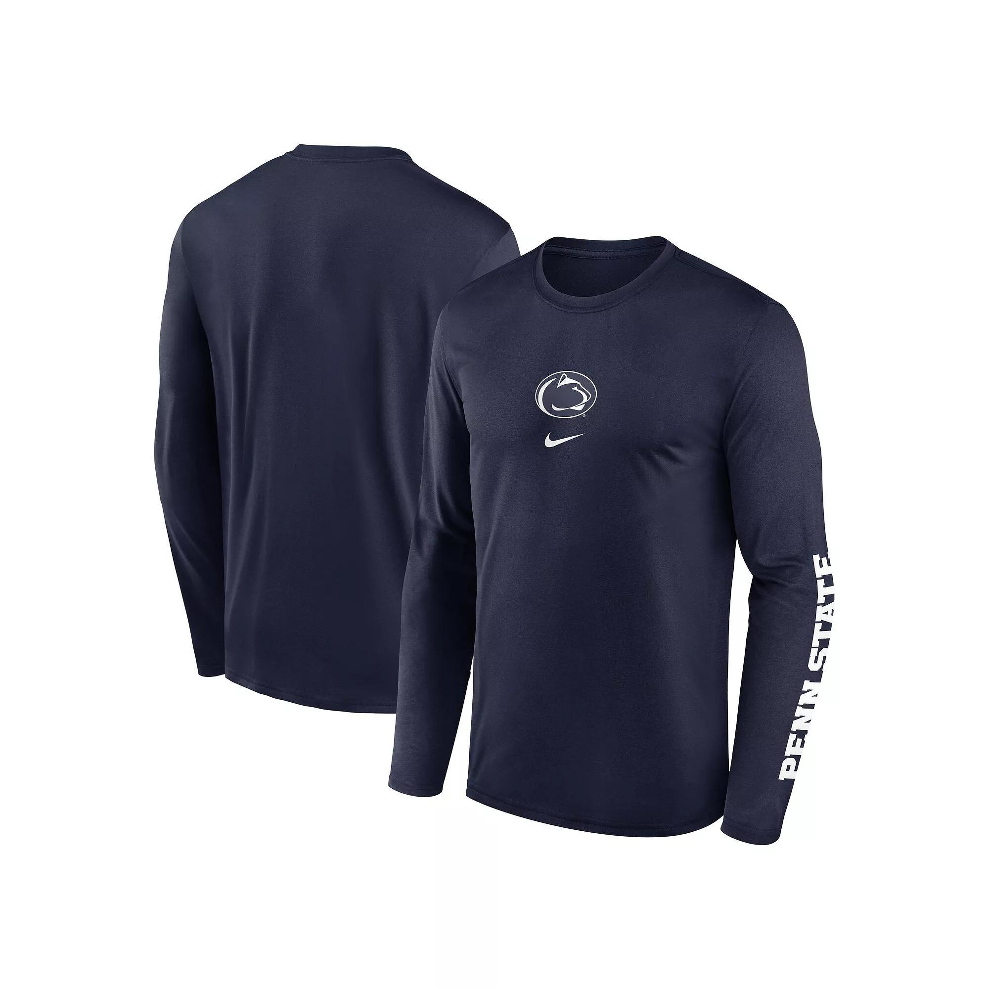 Men's Nike  Navy Penn State Nittany Lions Primetime Center Lockup Two-Hit Legend Long Sleeve T-Shirt, Size: 3XL, Blue Product Image