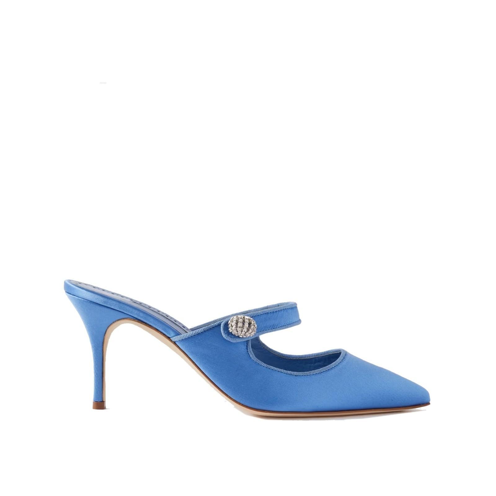 MANOLO BLAHNIK Camparimu Jewel 070 Mules In Blue Product Image