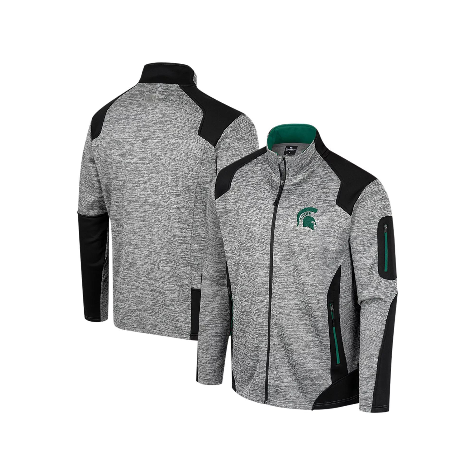 Men's Colosseum Gray Michigan State Spartans Silberman Color Block Full-Zip Jacket, Size: Medium, Grey Product Image