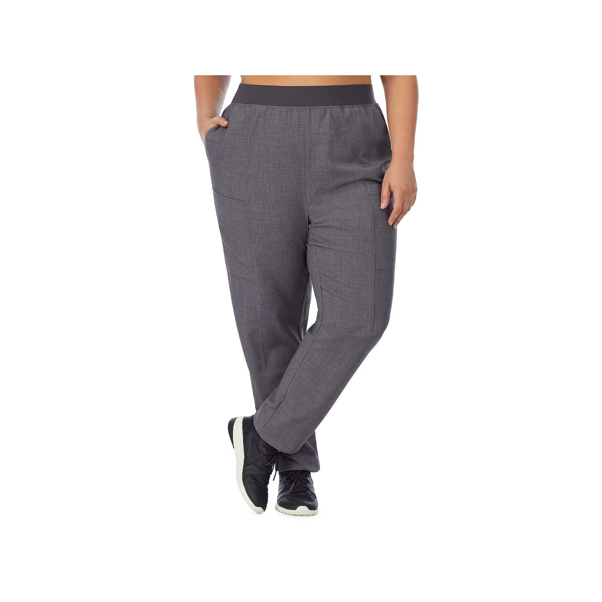 Plus Size Cuddl Duds® Scrubs 4-Pocket Slim Pants, Women's, Size: 2XL, Grey Heather Gray Product Image