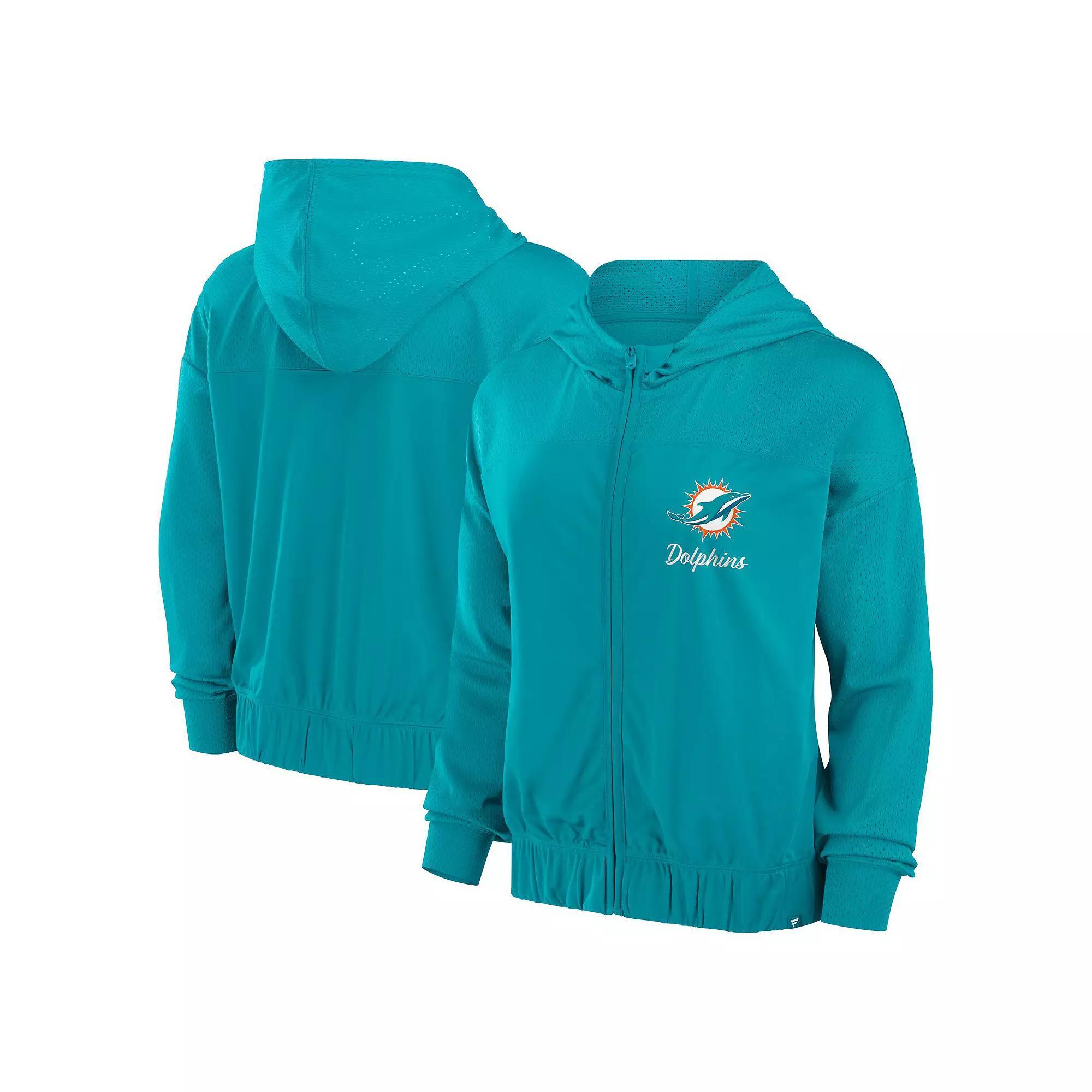 Women's Fanatics Aqua Miami Dolphins Script Lock Full-Zip Hoodie, Size: XL, Turquoise A Product Image