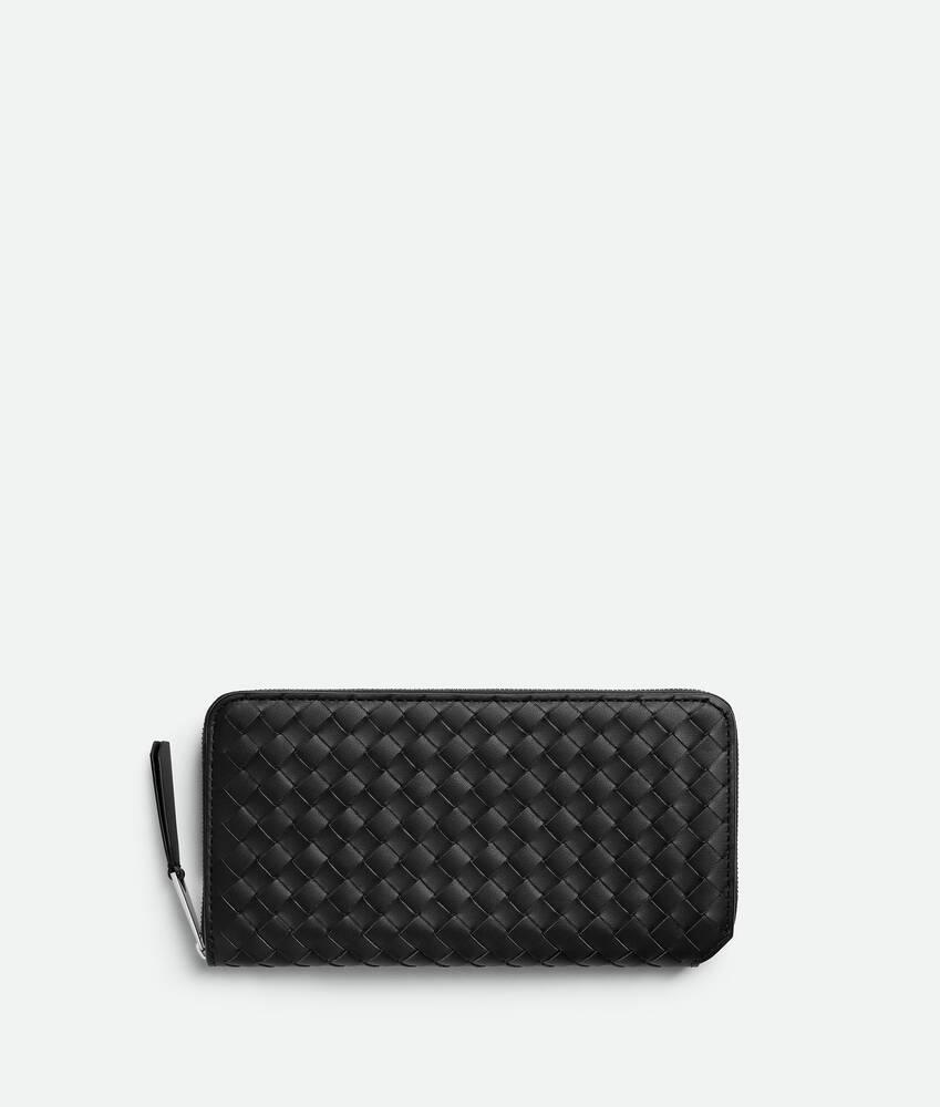 Men's Intrecciato Piccolo Zip Around Wallet in Black Product Image