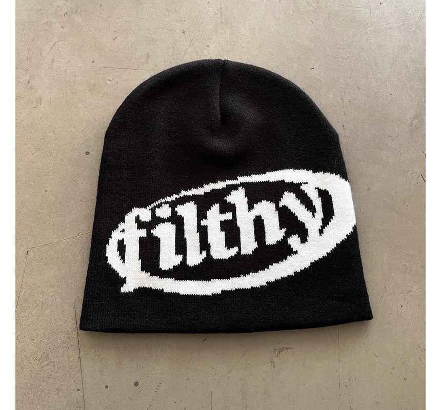 Lettering Knit Beanie Product Image