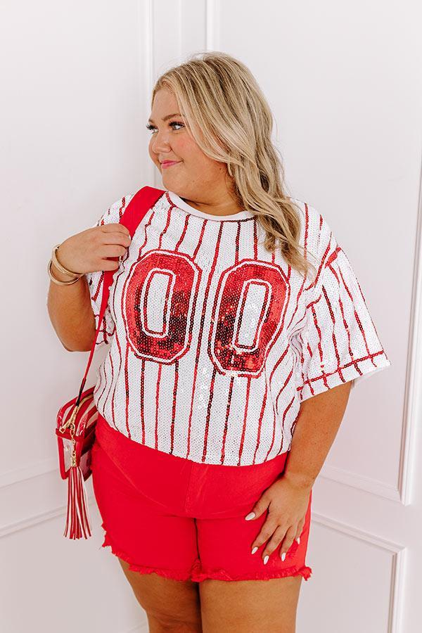 Spirit Squad Sequin Top in Red Curves Product Image