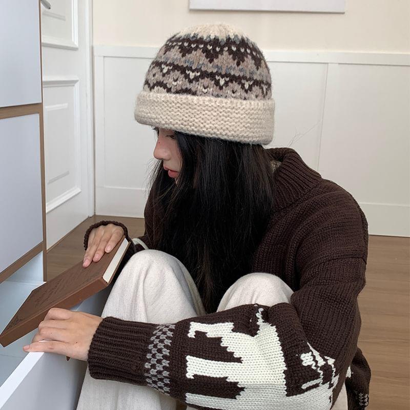 Patterned Knit Beanie Product Image