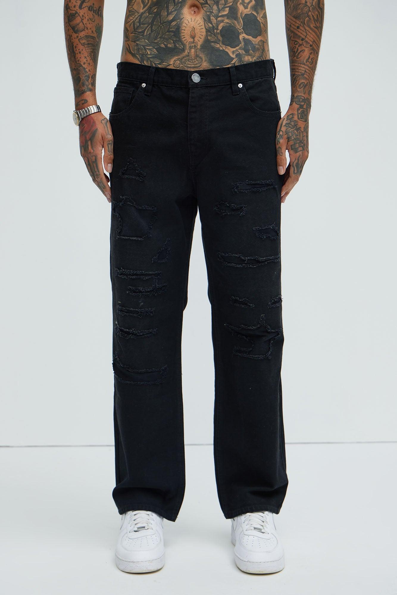 Centola Straight Repaired Pants - Black Product Image