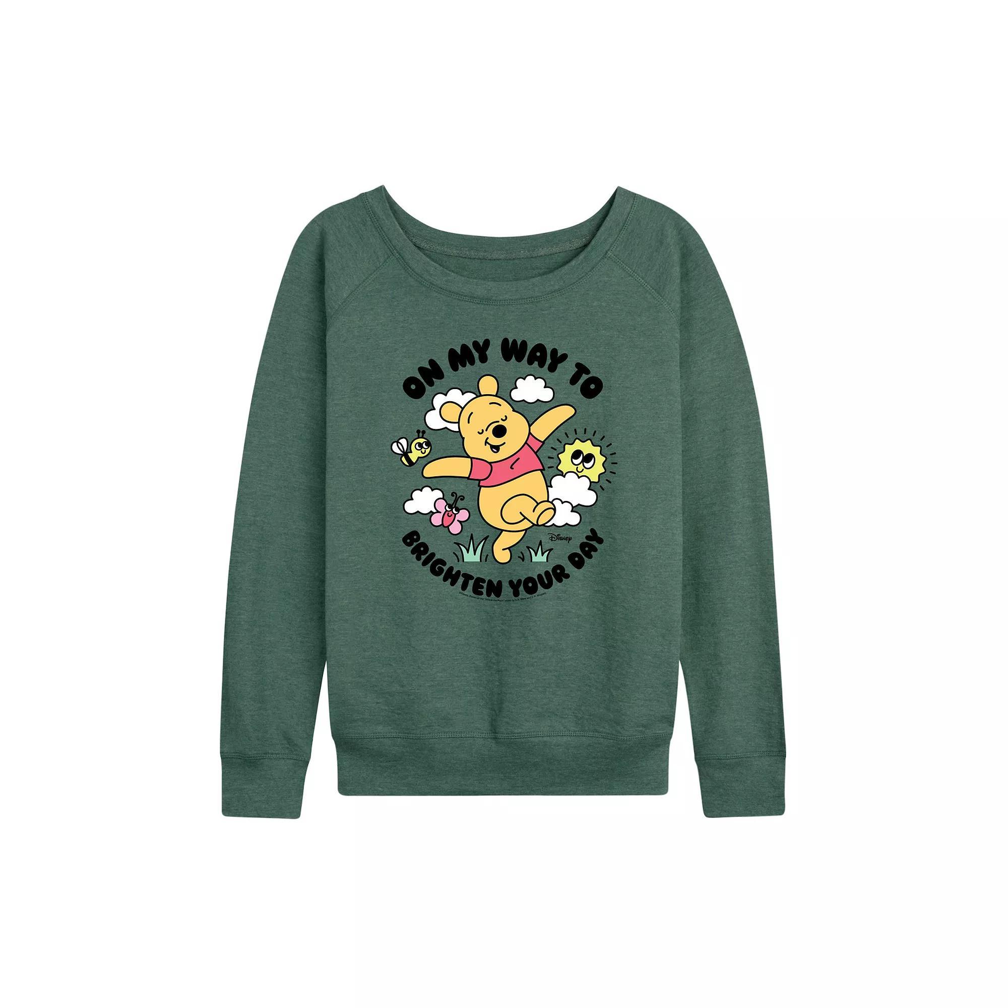 Disney's Winnie the Pooh Women's Brighten Your Day French Terry Long Sleeve Tee, Girl's,  Product Image