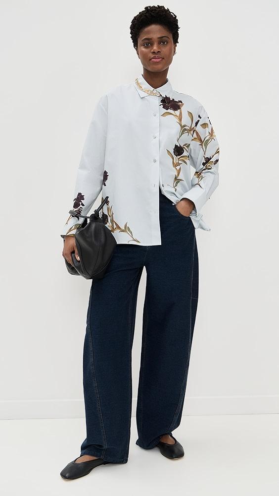 Vince Placed Black Iris Button Down Shirt | Shopbop Product Image