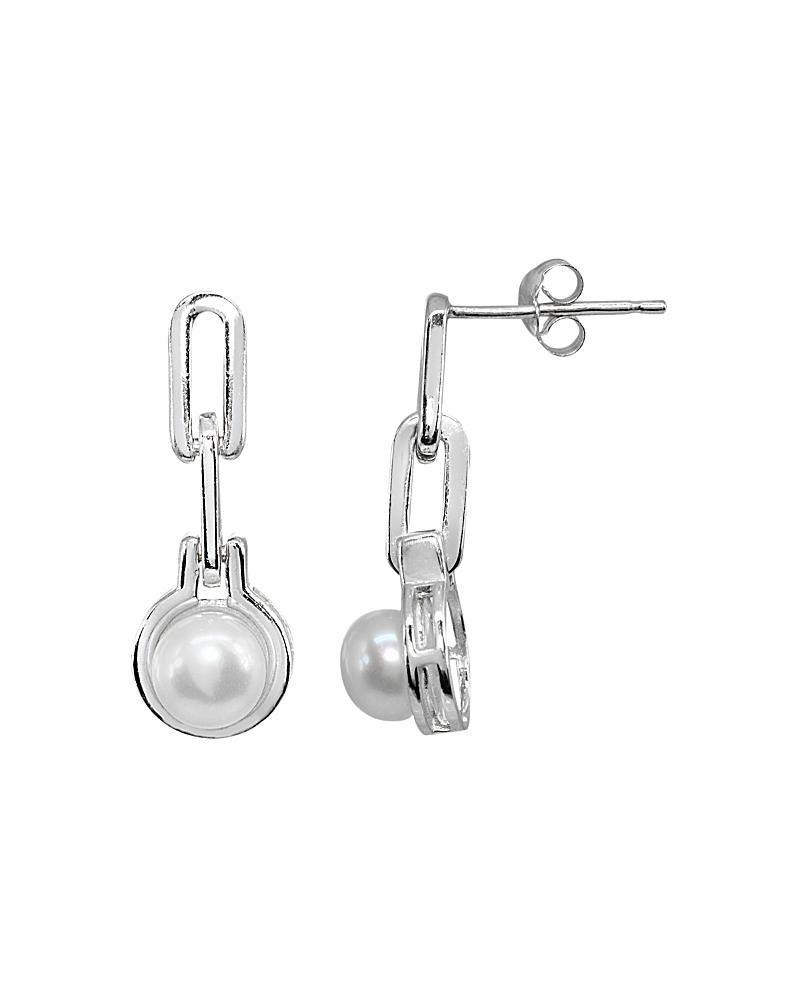 Aleure Precioso Sterling Silver Freshwater Cultured Pearl Doorknocker Drop Earrings, Womens, Silver Tone Product Image