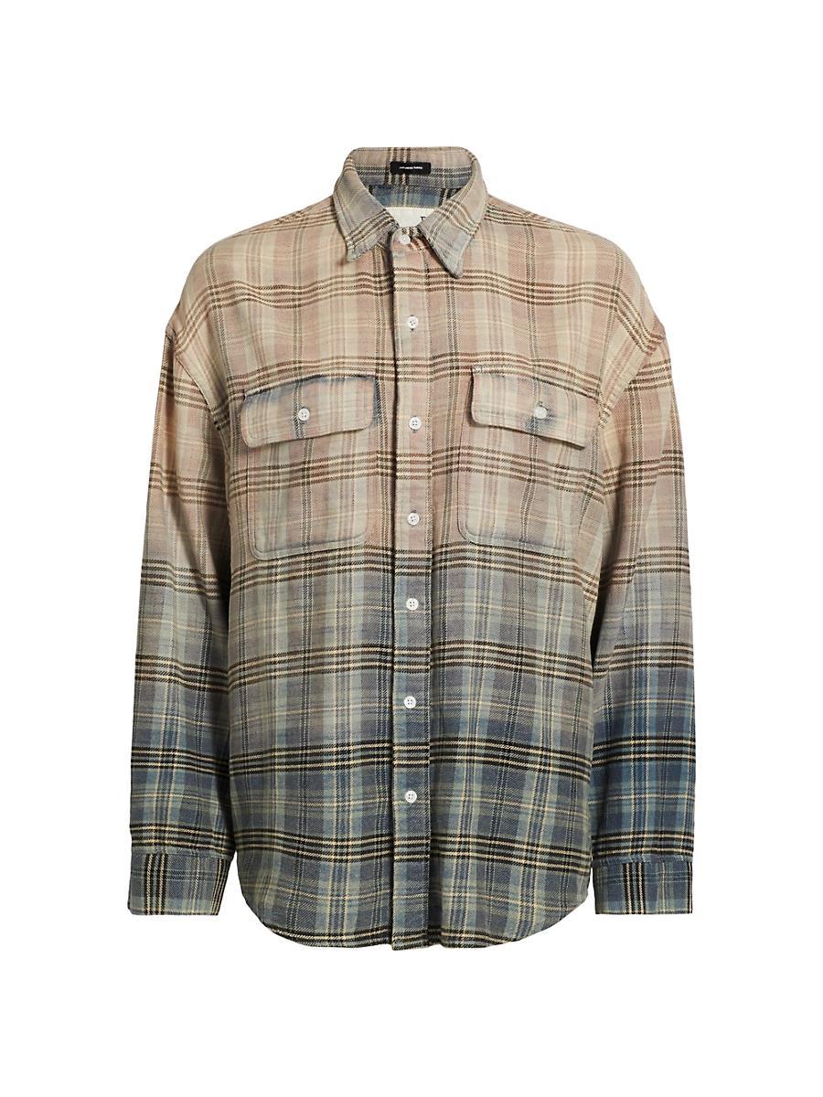 Womens Gradient Plaid Relaxed Workshirt Product Image