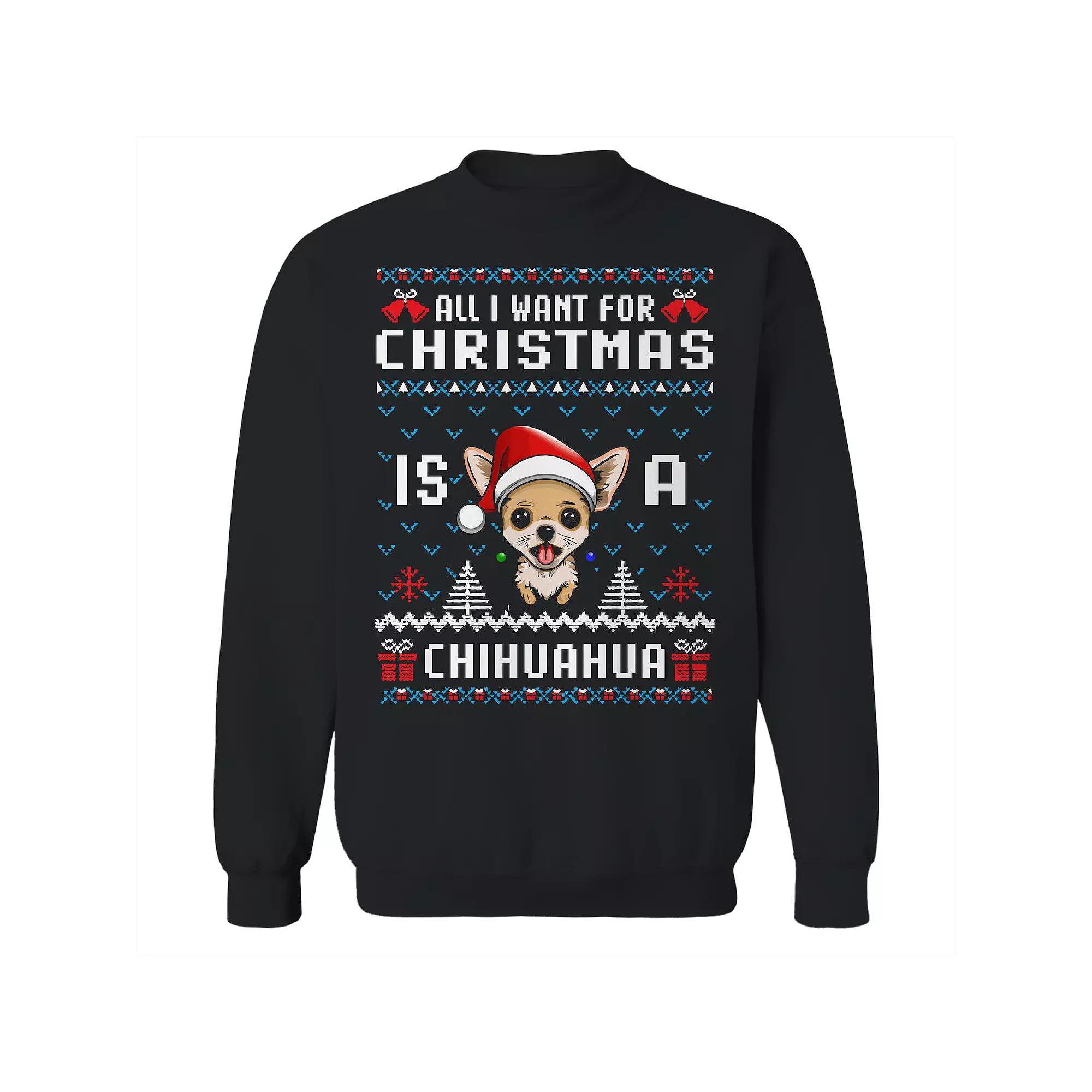 Men's Ugly Christmas Sweater Chihuahua Graphic Sweatshirt, Adult Unisex,  Product Image