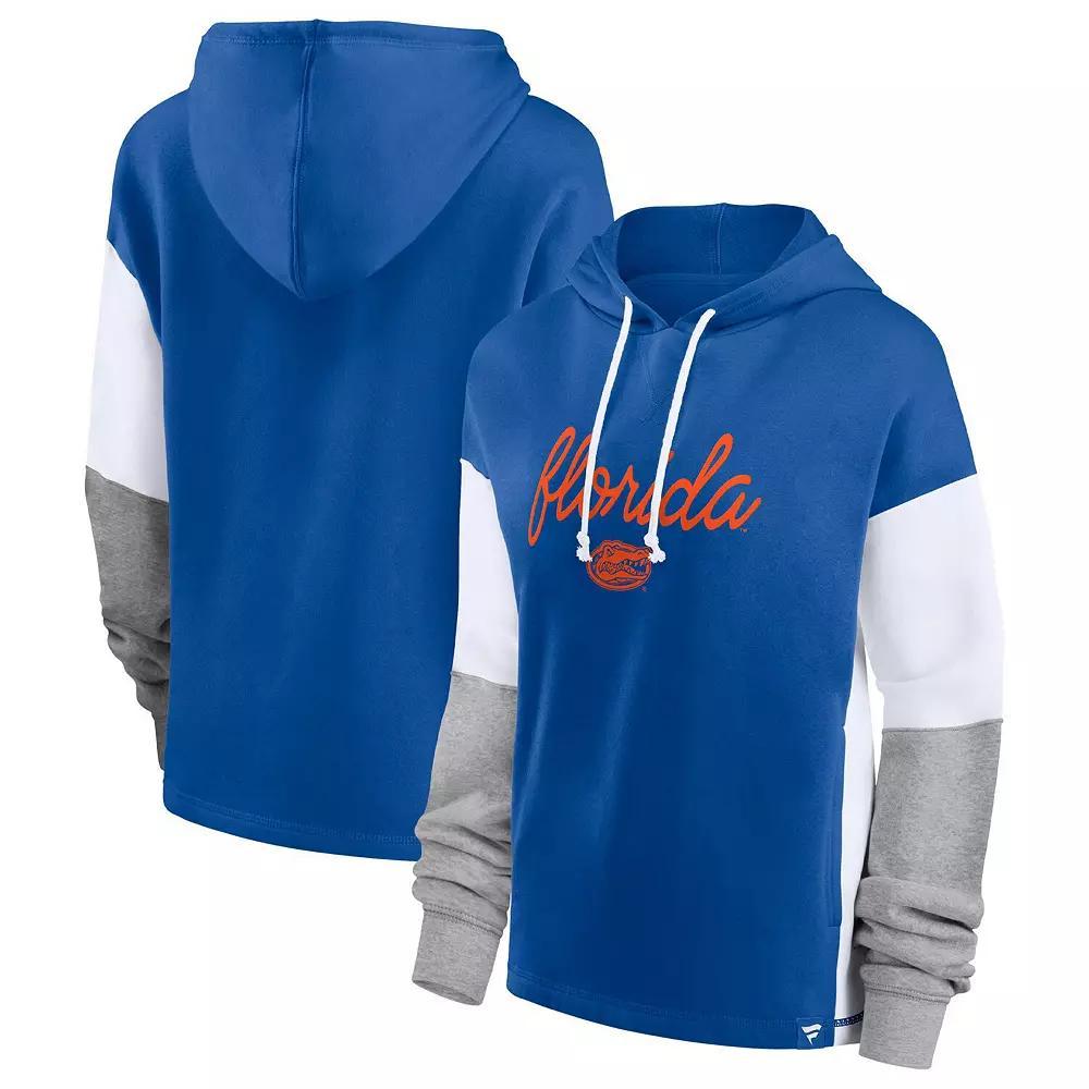 Women's Fanatics Branded Royal/White Florida Gators Play It Safe Colorblock Pullover Hoodie,  Product Image