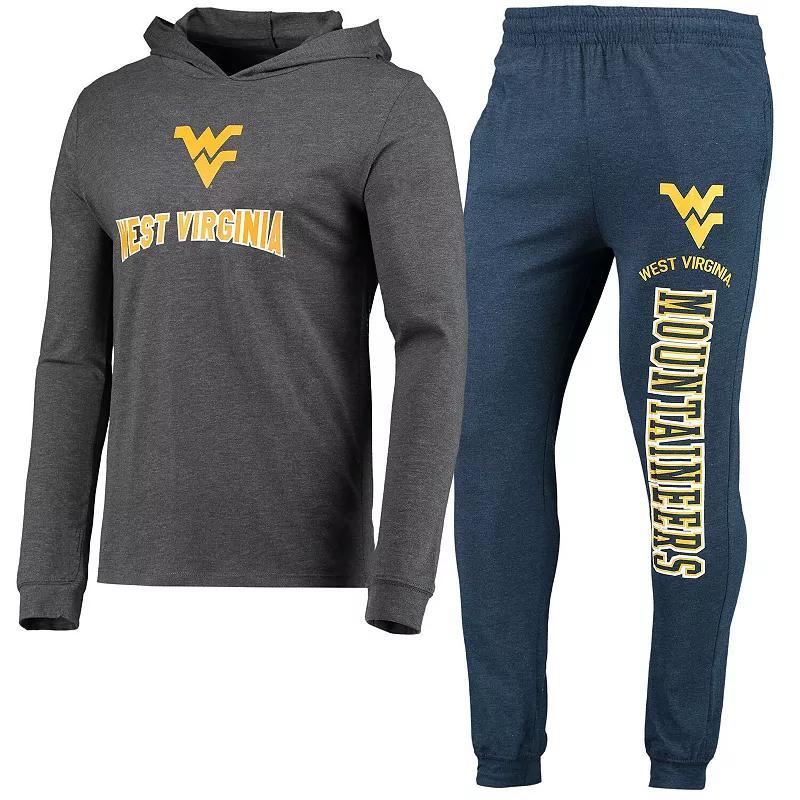 Men's Concepts Sport Heathered Navy/Heathered Charcoal West Virginia Mountaineers Meter Long Sleeve Hoodie T-Shirt & Jogger Pants Set, Size: Medium, Blue Product Image