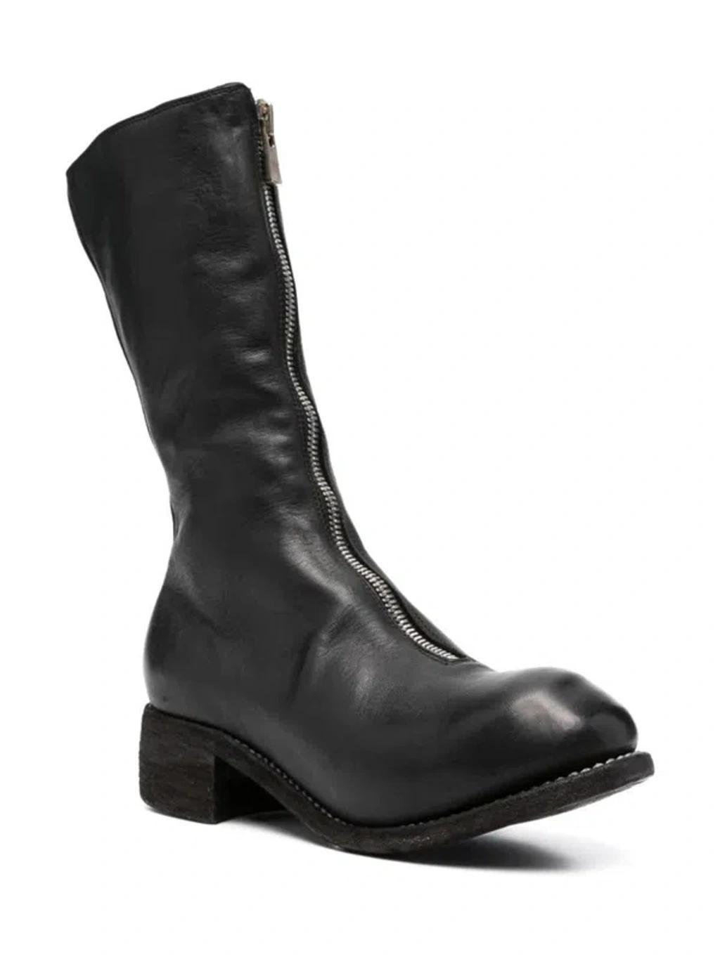 GUIDI Zip-up Leather Boots In Black Product Image