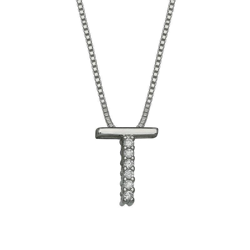 PRIMROSE Sterling Silver Cubic Zirconia Initial Pendant Necklace, Womens Silver Tone B Product Image