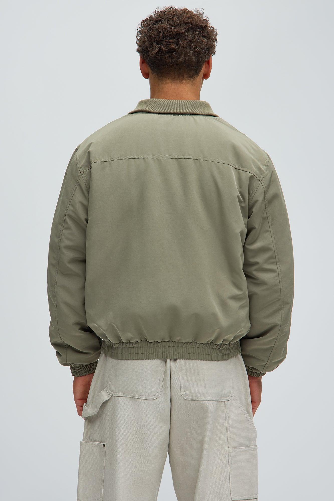 Favre Zip-Through Mock Neck Bomber Jacket - Olive Product Image