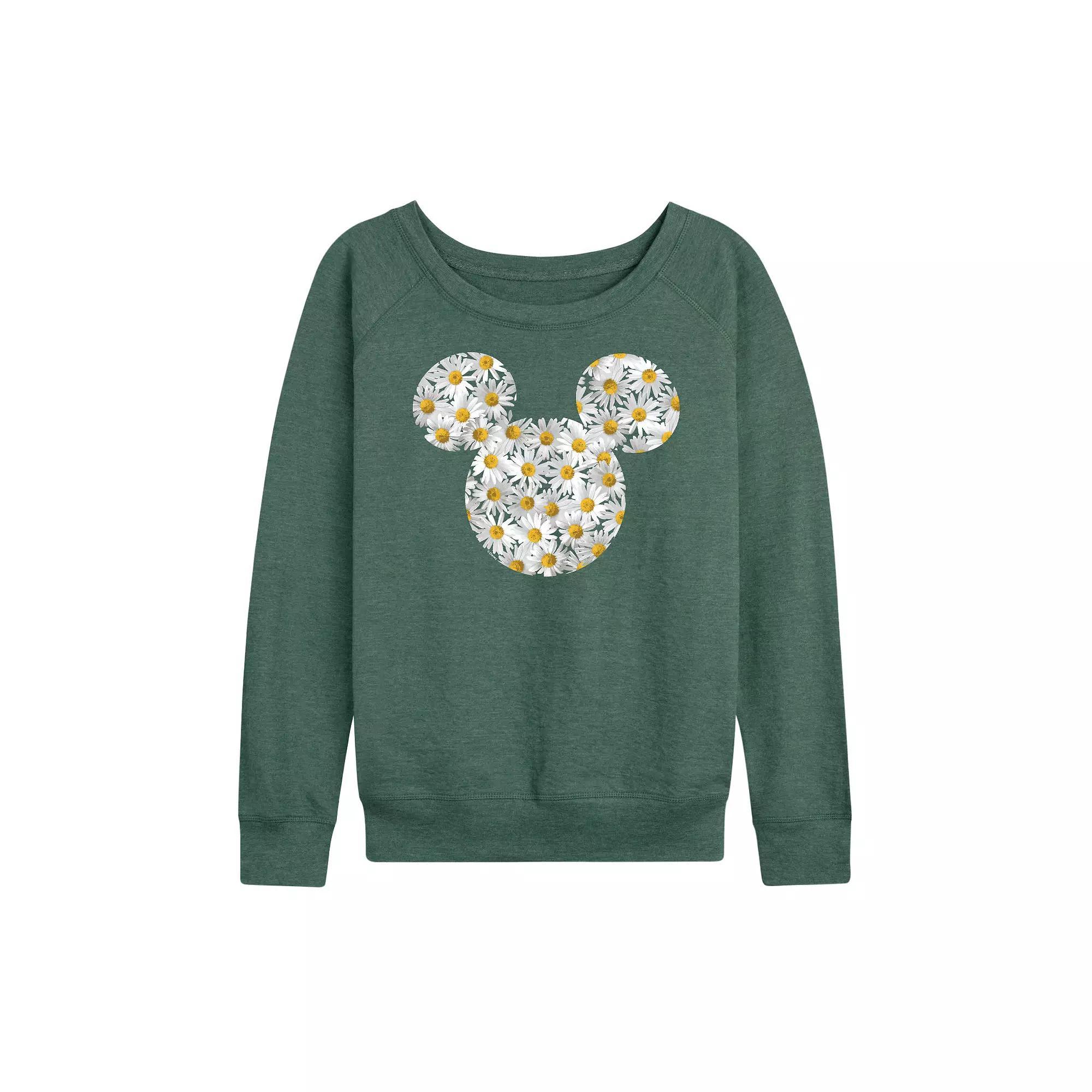 Disney's Mickey Mouse Women's Daisies French Terry Long Sleeve Tee, Girl's,  Product Image