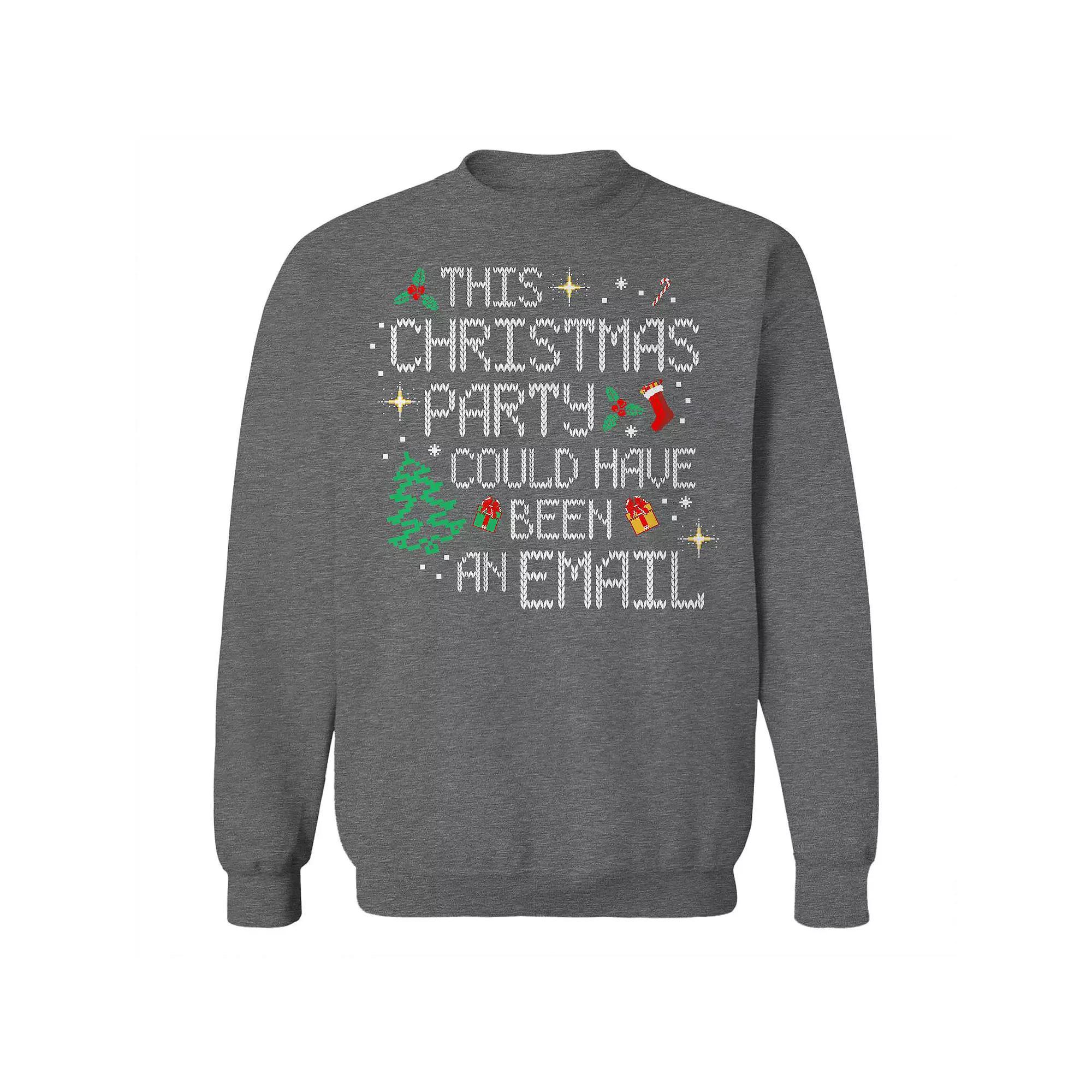 Men's Christmas Sweater Party Email Graphic Sweatshirt, Size: Small, Grey Heather Product Image