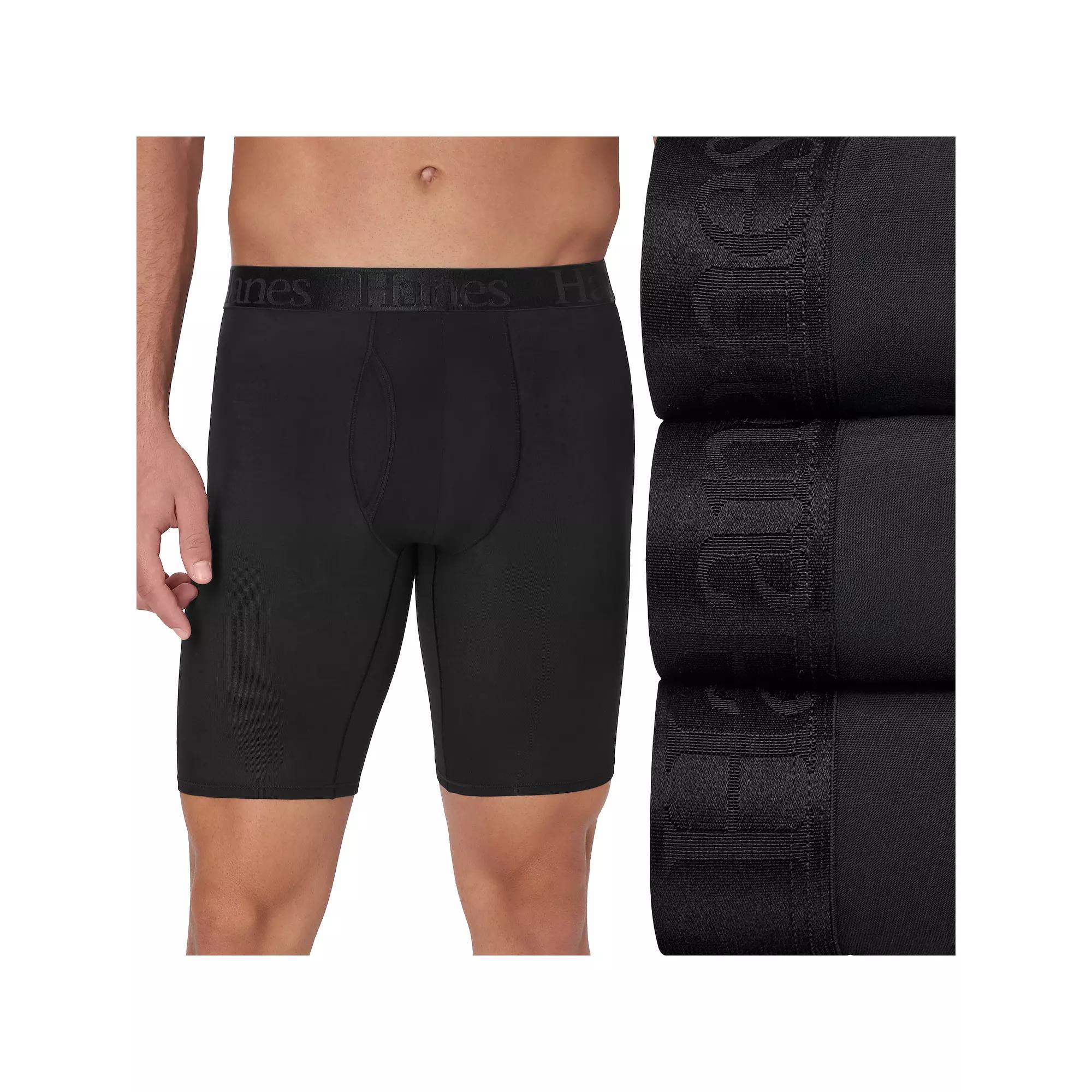 Men's Hanes® 3 Pack Originals Ultimate SuperSoft Long Leg Boxer Brief Underwear,  Product Image