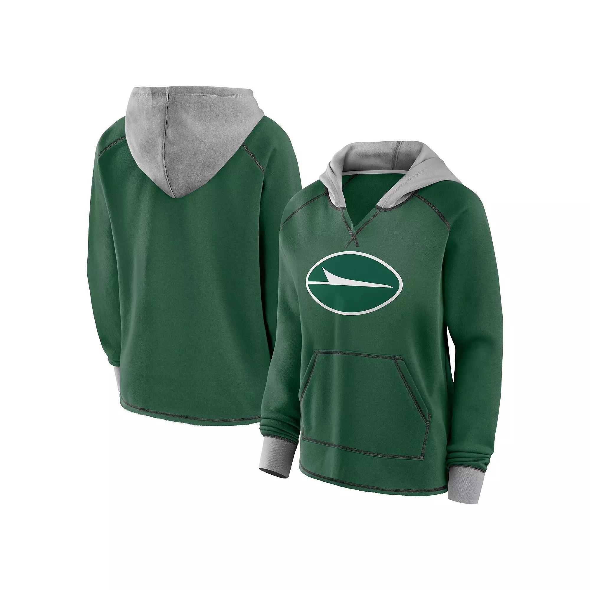 Women's Green New York Jets Boom Fleece Pullover V-Neck Hoodie,  Product Image