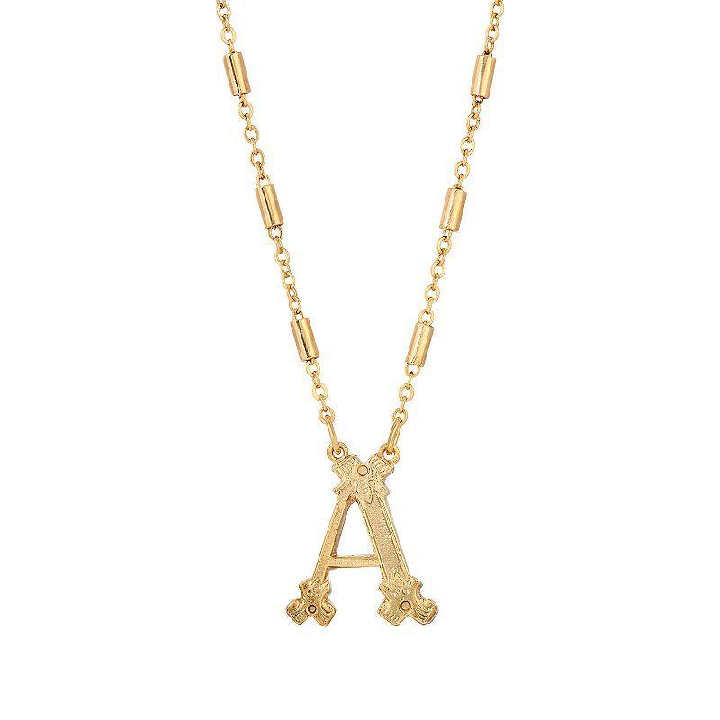 1928 Gold Tone Initial Necklace, Womens, Yellow L Product Image