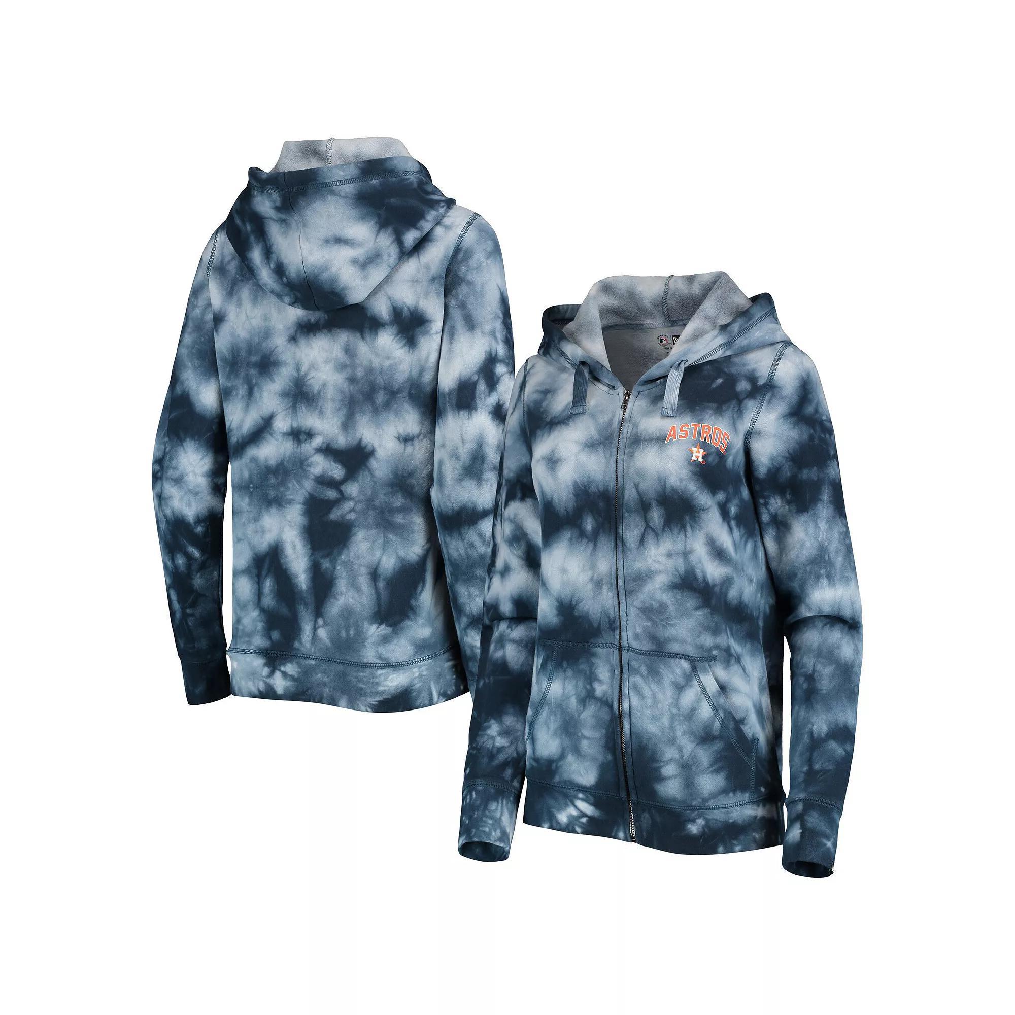 Women's New Era Navy Houston Astros Tie-Dye Full-Zip Hoodie, Size: Large, Blue Product Image