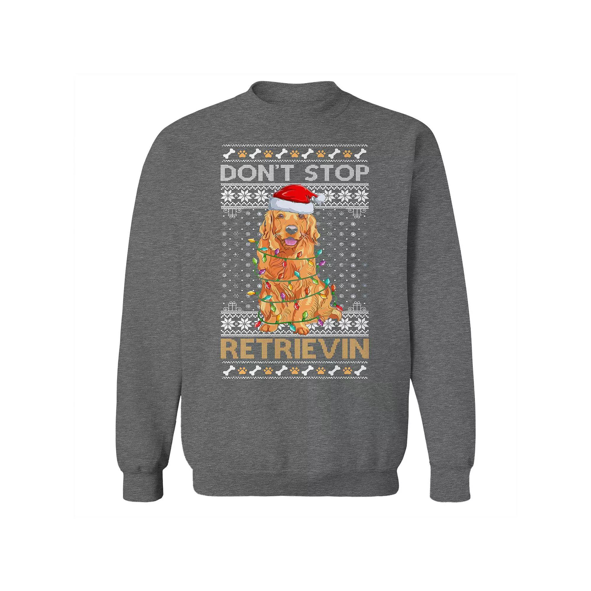 Men's Christmas Sweater Stop Retrievin Graphic Sweatshirt, Size: Small, Grey Heather Product Image