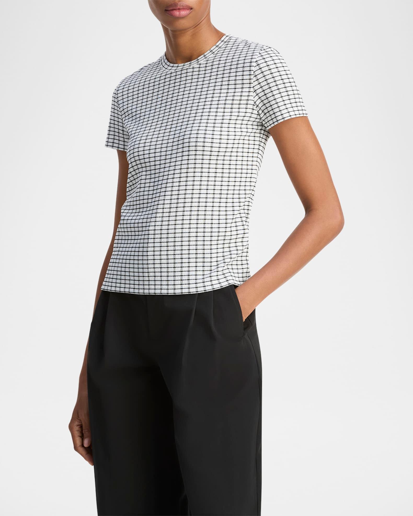 Check Short-Sleeve Crewneck Top  Product Image