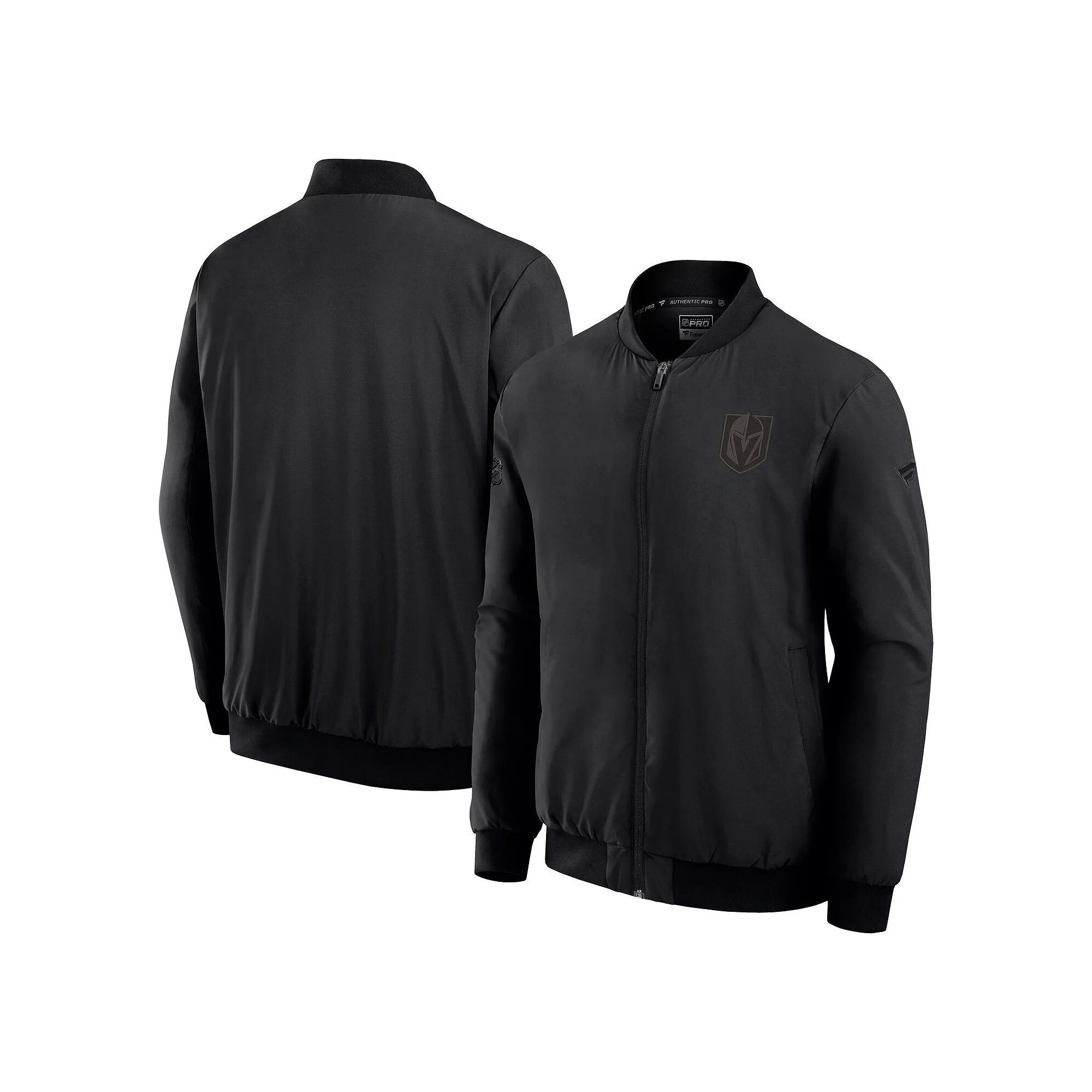 Men's Fanatics Black Chicago Blackhawks Authentic Pro Road Lightweight Full-Zip Bomber Jacket,  Product Image