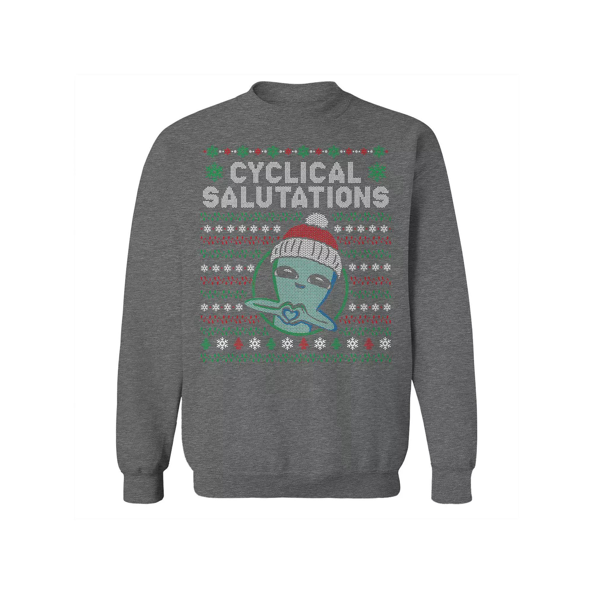 Men's Cyclical Salutations Christmas Graphic Sweatshirt, Size: XXL, Grey Heather Product Image