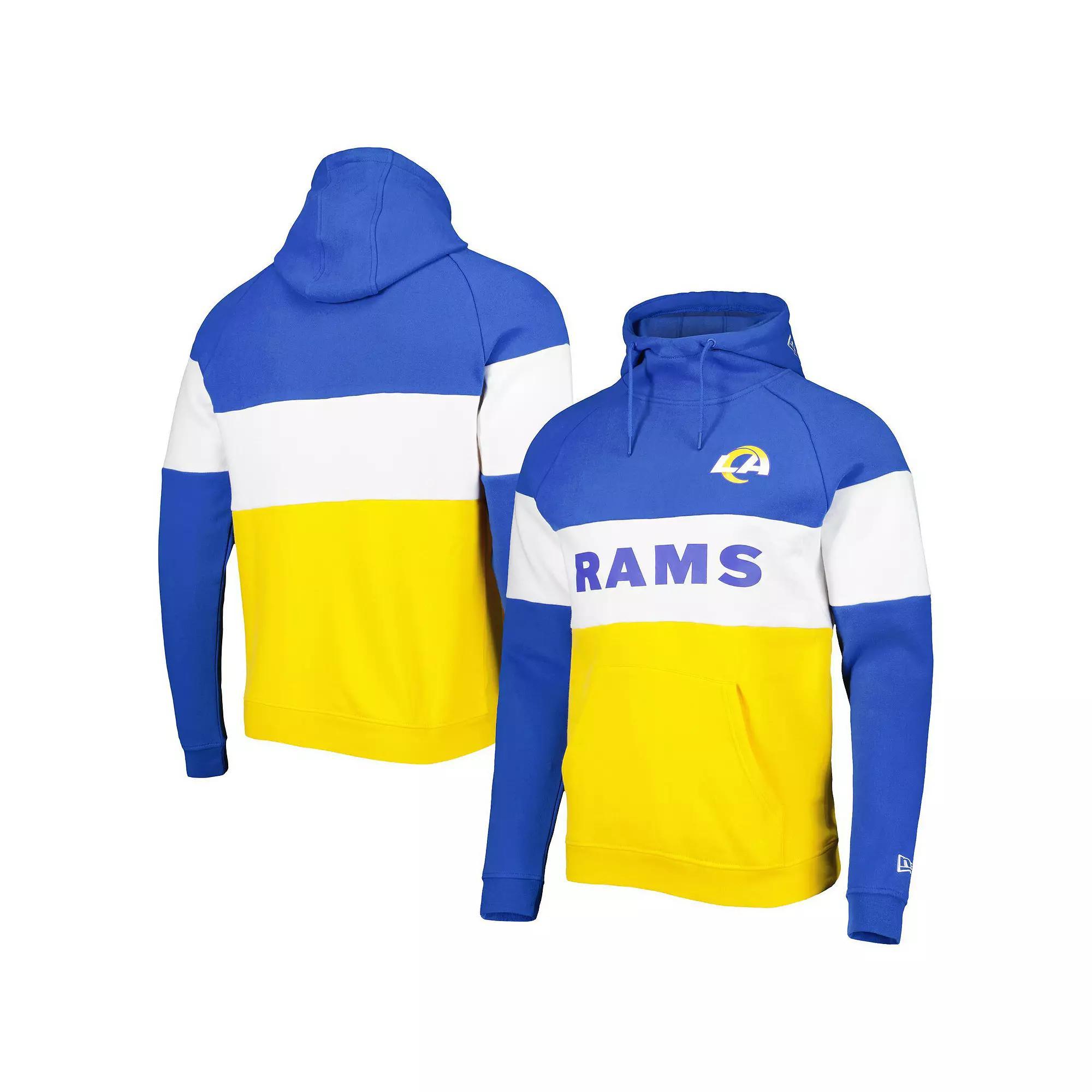 Men's New Era Gold/Royal Los Angeles Rams Colorblock Current Pullover Hoodie, Size: XL Product Image