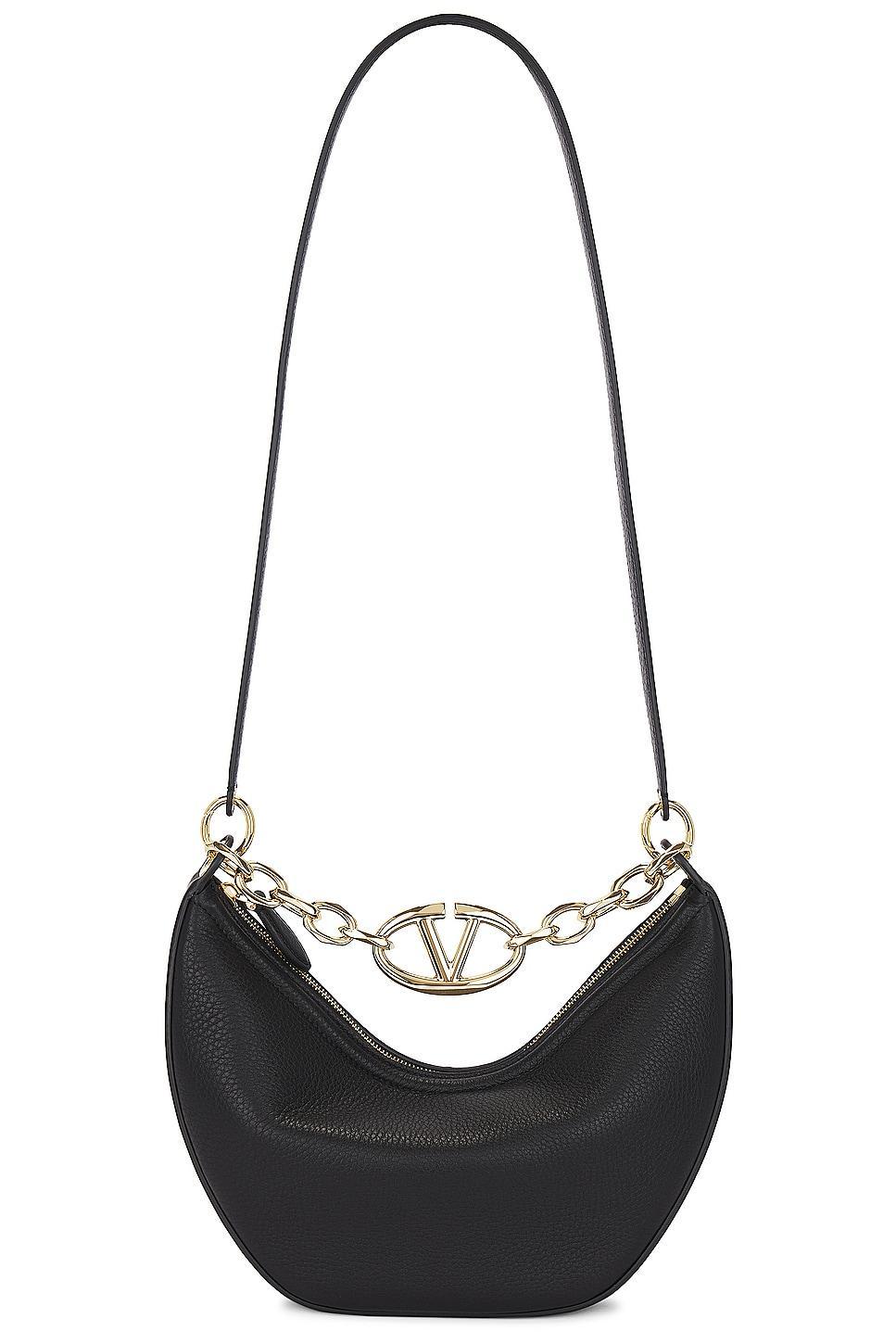 Womens Small VLogo Moon Hobo Bag In Leather With Chain Product Image