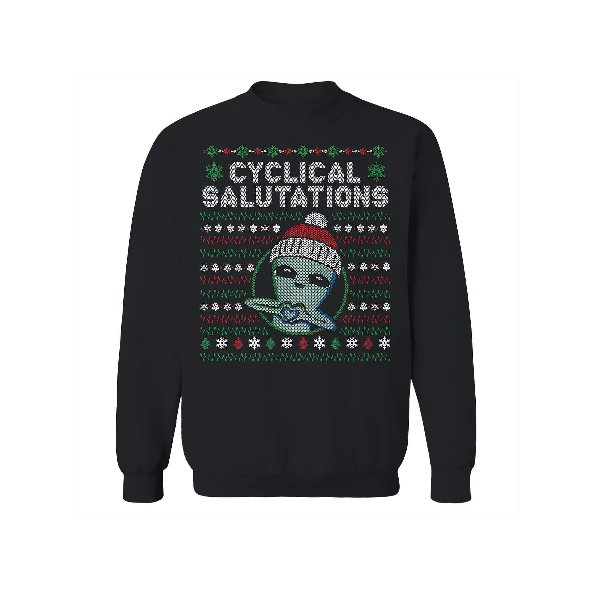 Men's Cyclical Salutations Christmas Sweater Graphic Sweatshirt, Size: Medium, Black Product Image
