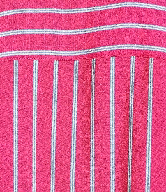 Every Coordinating Striped Knit Notch Collar Short Sleeve Tie Front Top Product Image