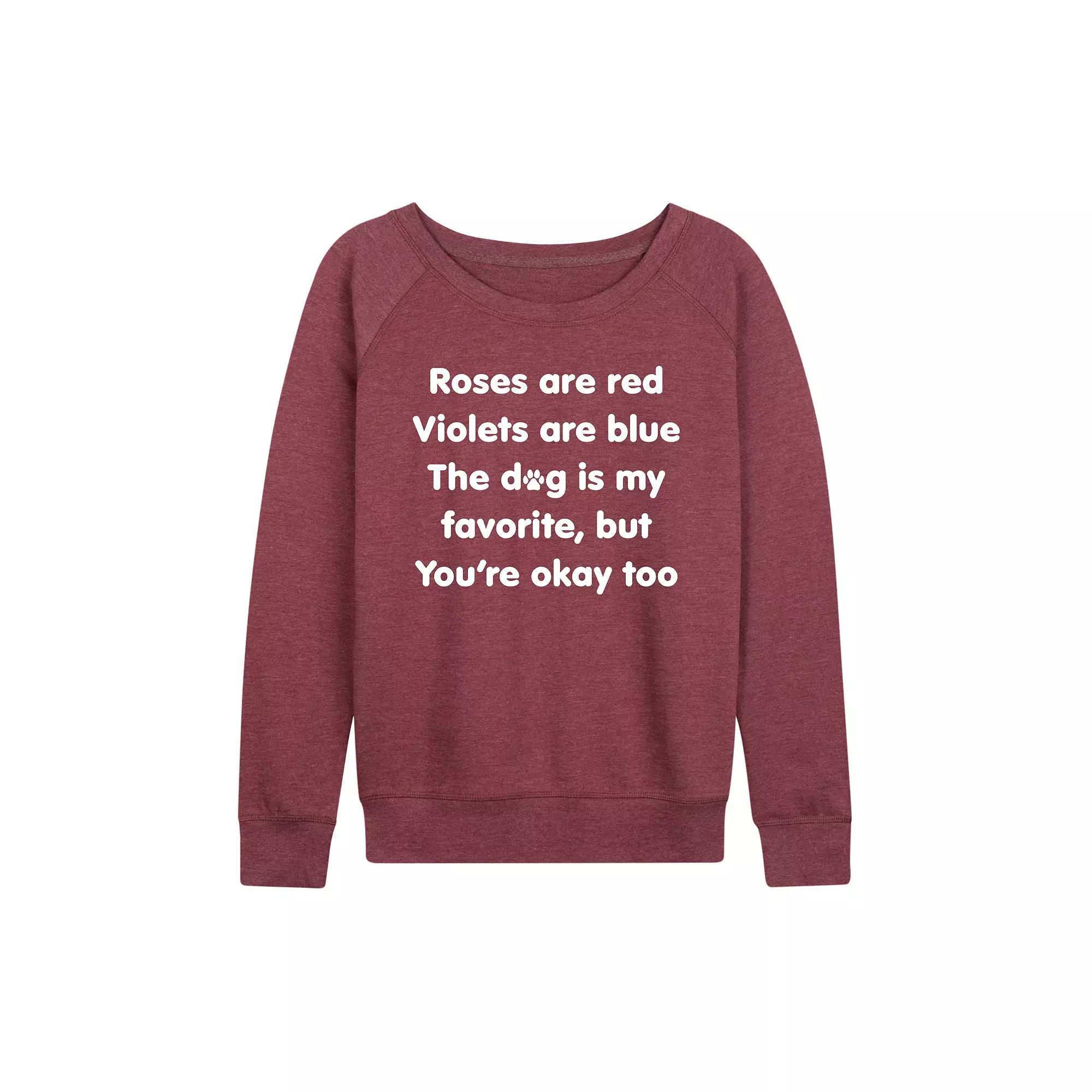 Women's The Dog Is My Favorite French Terry Long Sleeve Tee, Size: XL, Grey Dark Red Product Image