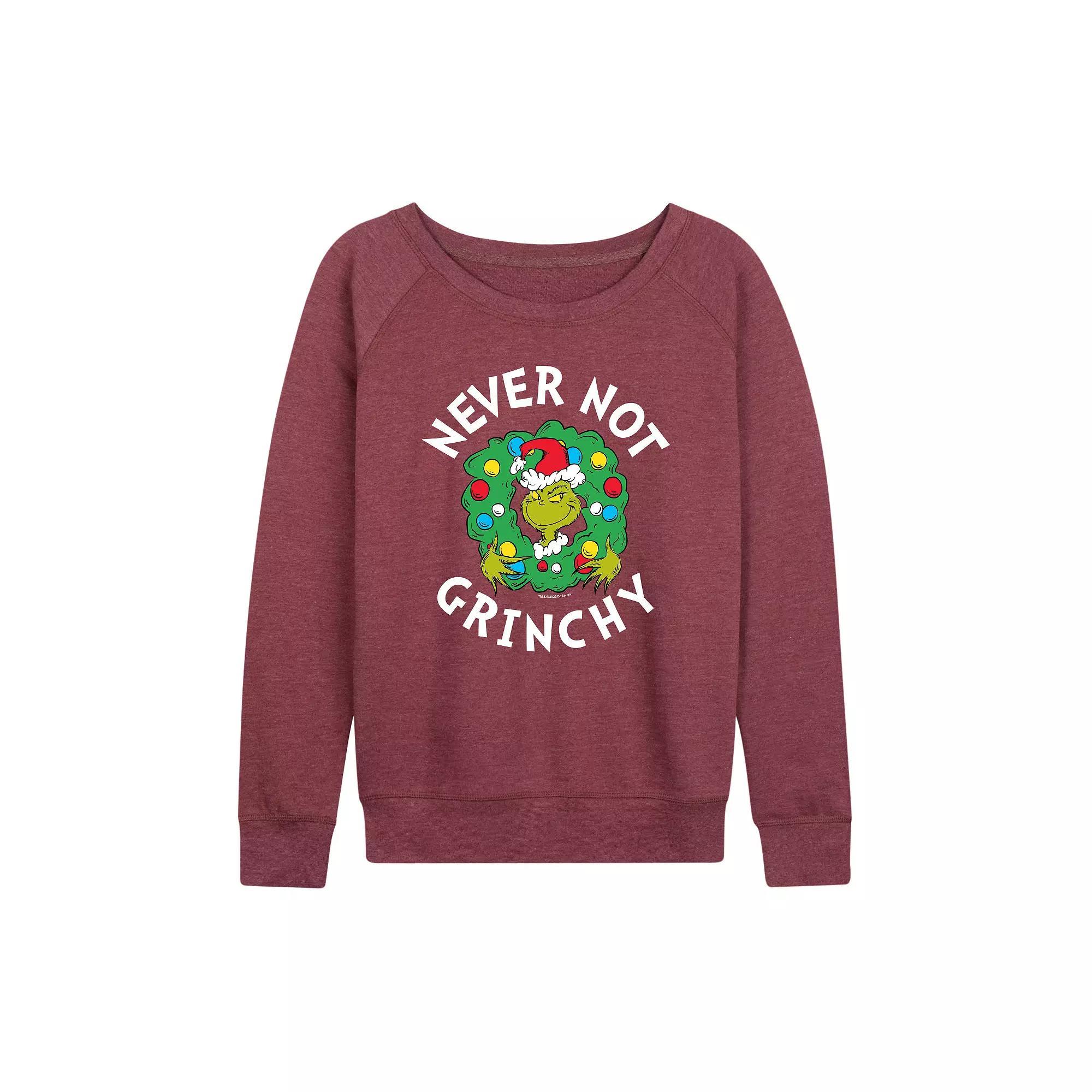 Women's Dr. Seuss Never Not Grinchy French Terry Long Sleeve Tee,  Product Image