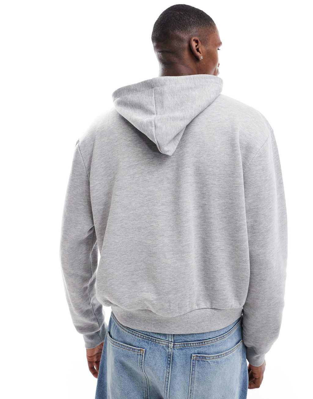 ASOS DESIGN boxy oversized hoodie with athletic print in gray Product Image