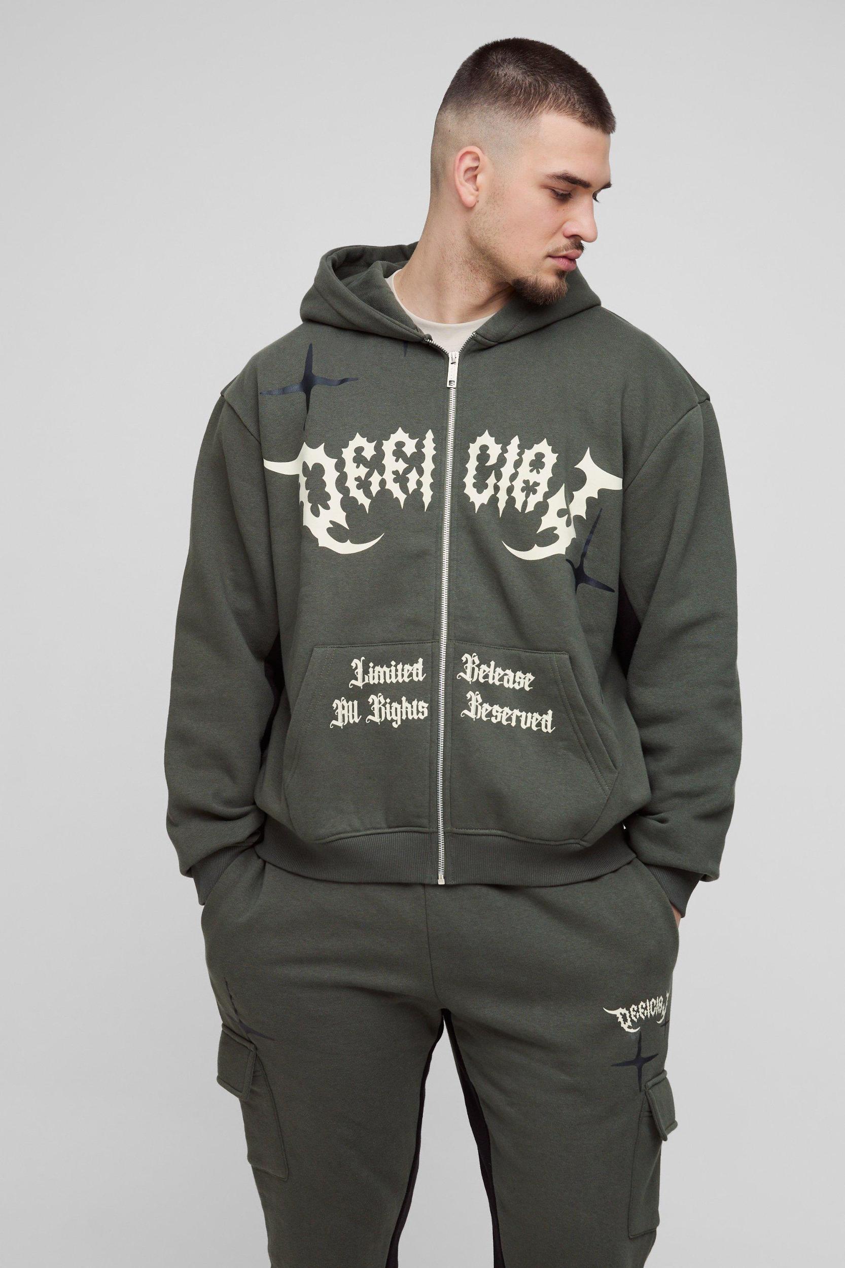 Tall Oversized Boxy Official Hooded Gusset Sweatpants Tracksuit | boohooMAN USA Product Image